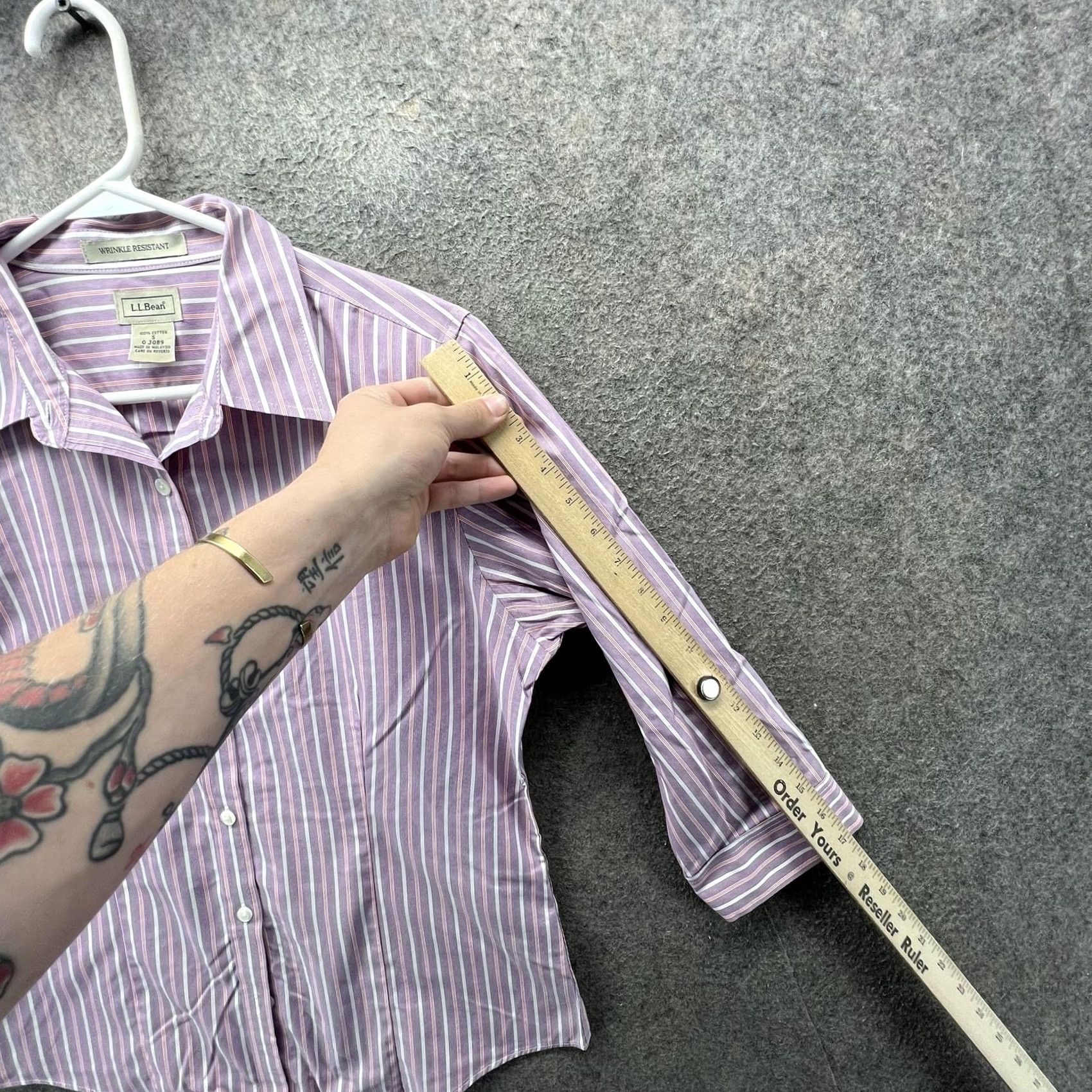 Vintage L.L. Bean Shirt Womens Small Purple Stripe Wrinkle Resistant 3/4 Sleeve Top Size S / US 4 / IT 40 - 7 Thumbnail
