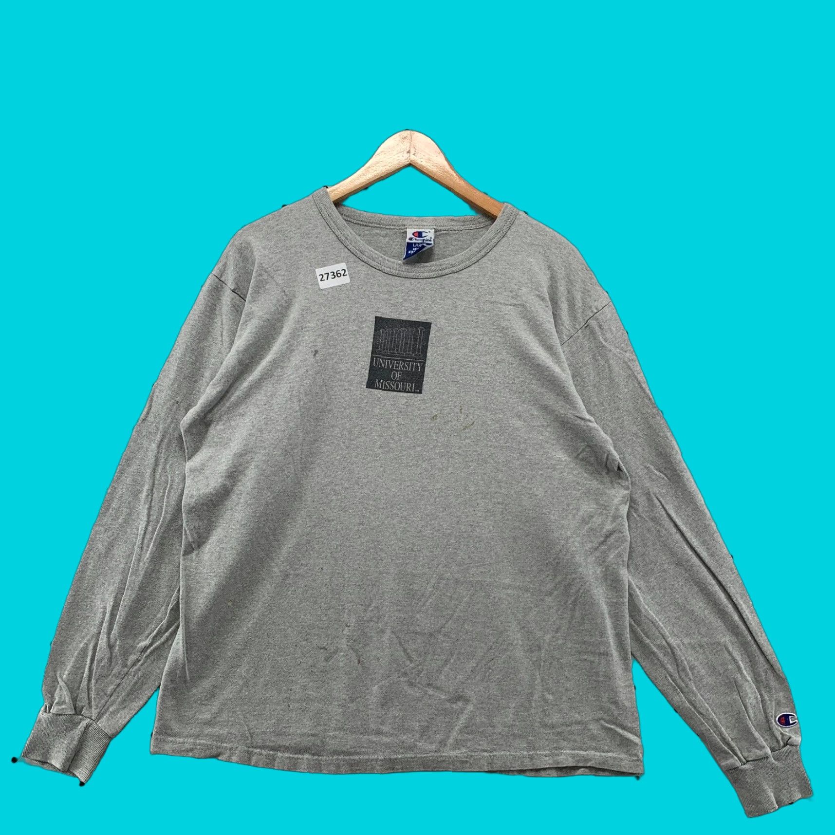 Champion VINTAGE Champion University Shirt Long Sleeve Adult Large Gray 90s MU 1990s Mens Size US L / EU 52-54 / 3 - 1 Thumbnail