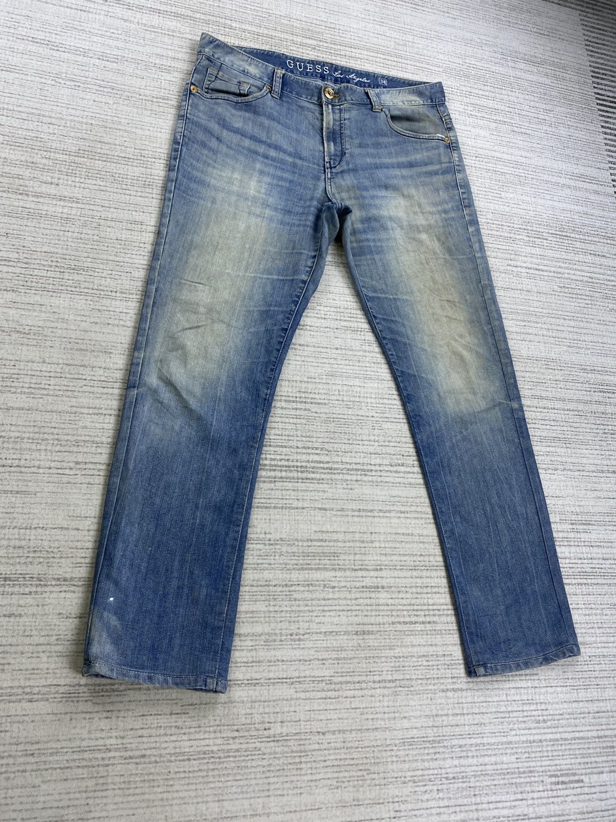 Guess × Vintage Vintage Guess Los Angeles Metal Logo Denim Jeans Size US 31 - 3 Thumbnail