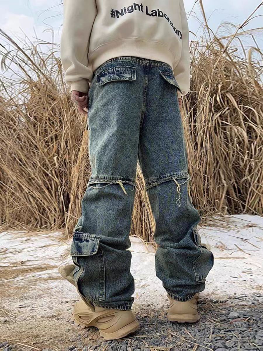 Japanese Brand × Jean Heavyweight workwear distressed raw edge micro flare jeans Size US 34 / EU 50 - 3 Thumbnail
