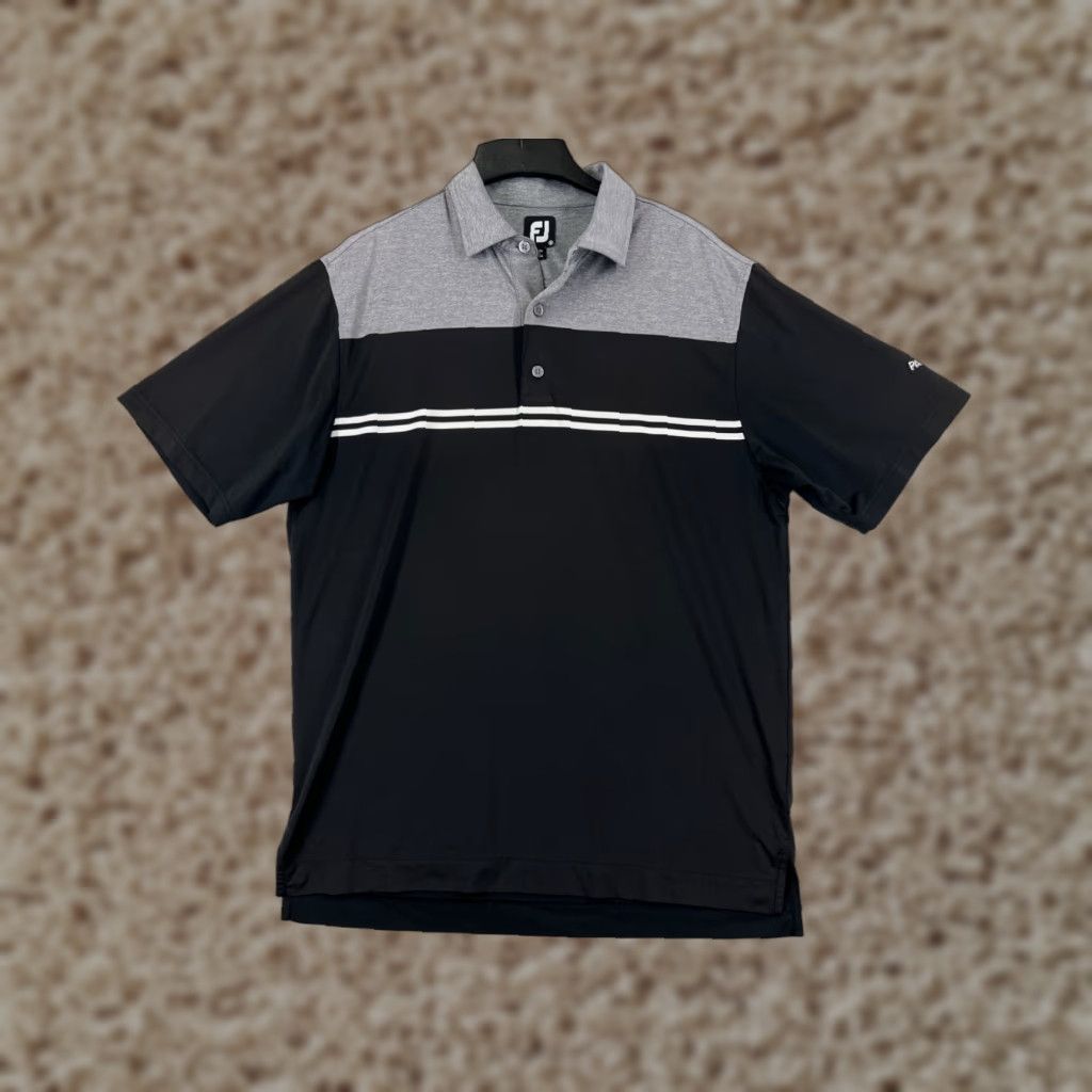 Footjoy FootJoy Polo Shirt Men Medium Black Gray Short Sleeve 100% Polyester Golf Golfer Size US M / EU 48-50 / 2 - 1 Thumbnail