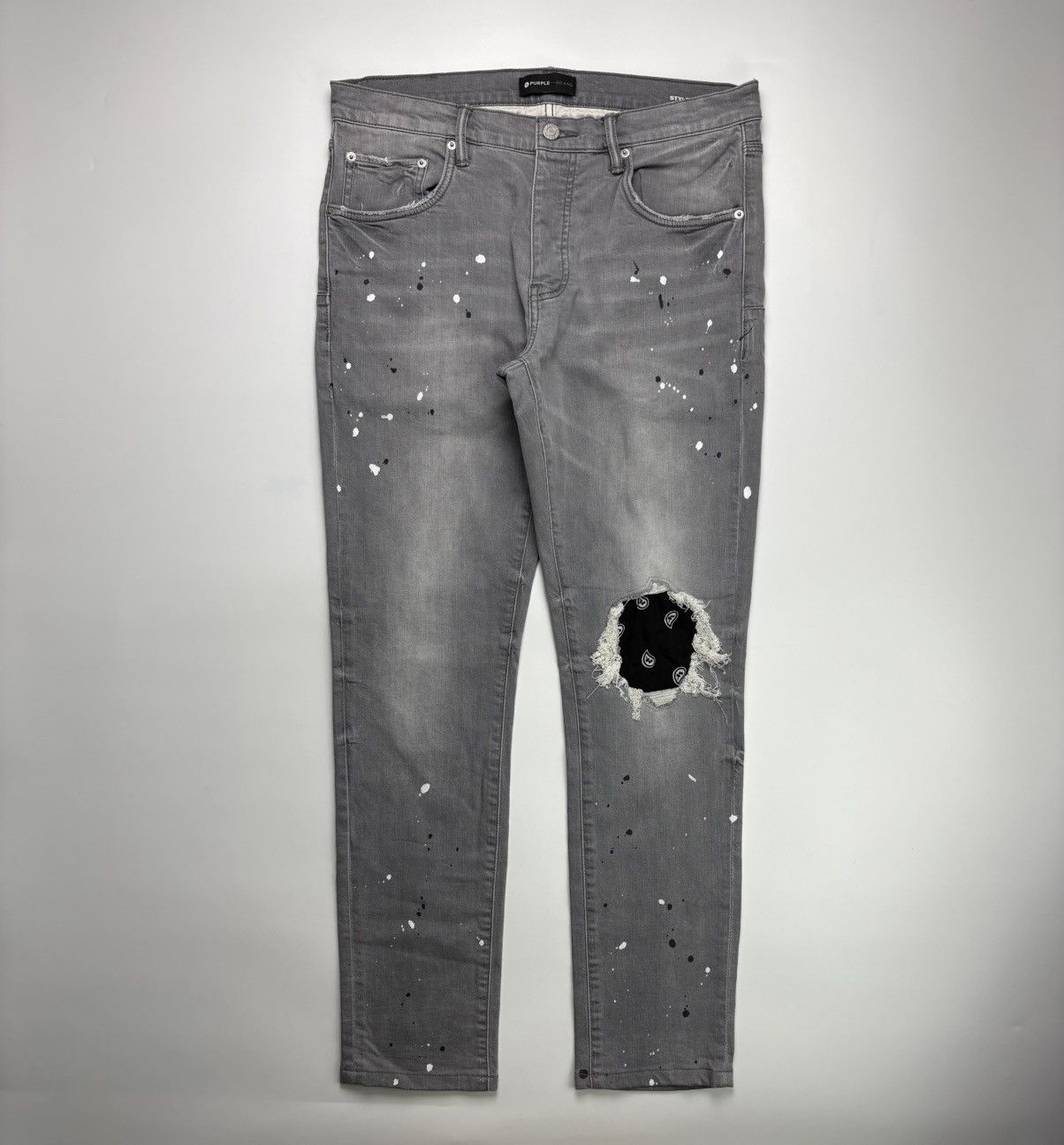 Purple Brand Splatter & Tattered Jeans Size US 34 / EU 50 - 1 Thumbnail