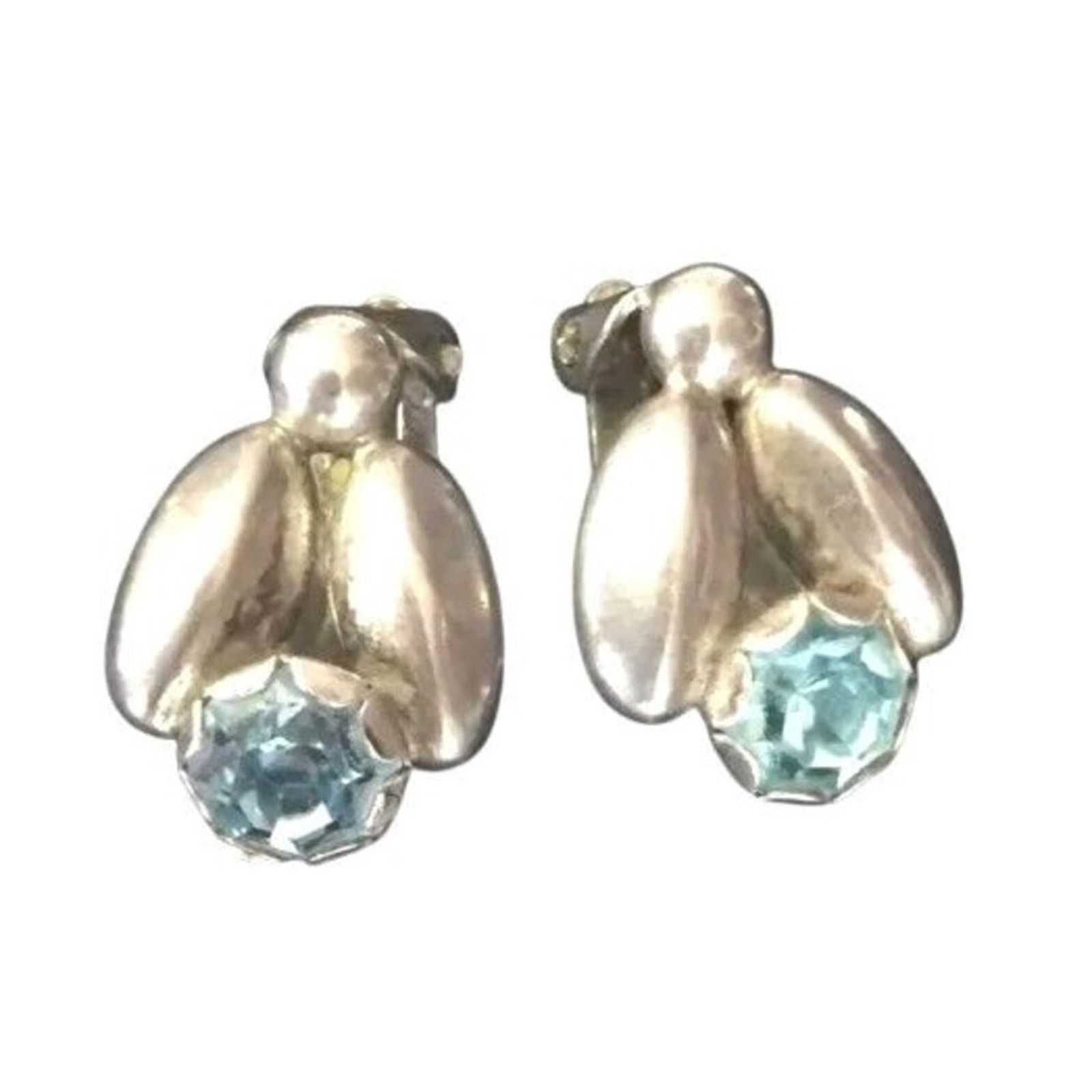 The Unbranded Brand Max Standager Earrings Round Aquamarine Sterling Silver 925 Size ONE SIZE - 2 Thumbnail