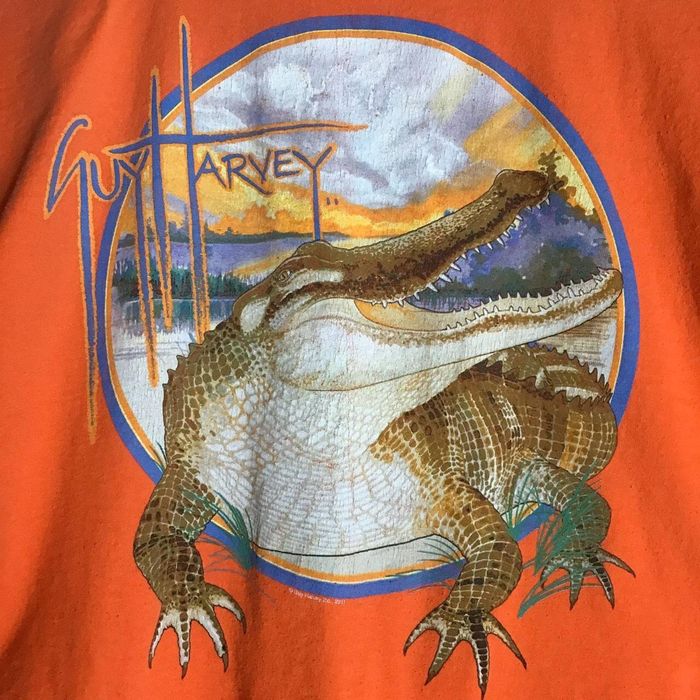 Guy Harvey Vintage Y2K Guy Harvey Crocodile Alligator Orange M T