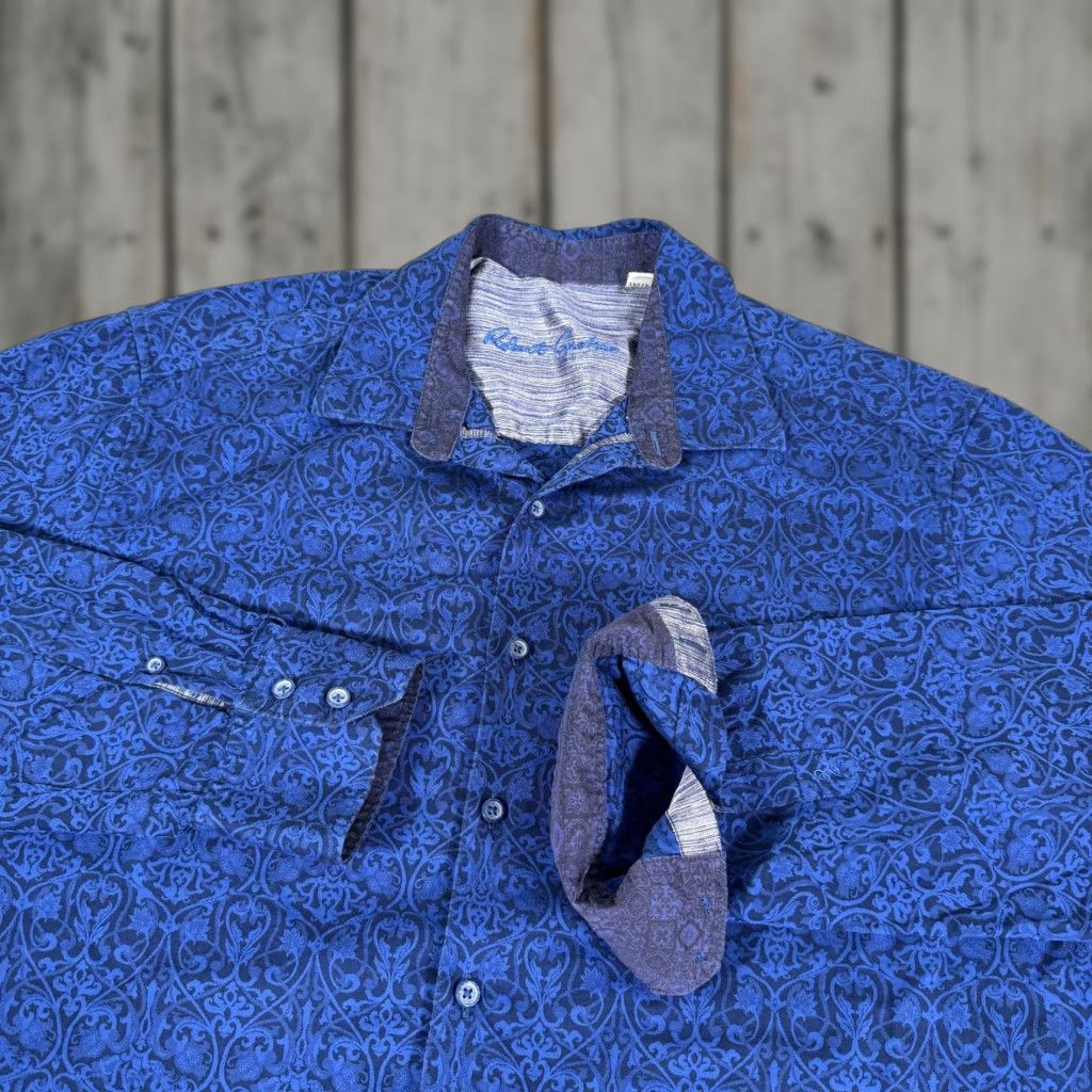 Robert Graham VINTAGE Robert Graham Shirt Mens XL Long Sleeve Button Up Blue Paisley Floral Designer 90s Size US XL / EU 56 / 4 - 1 Thumbnail