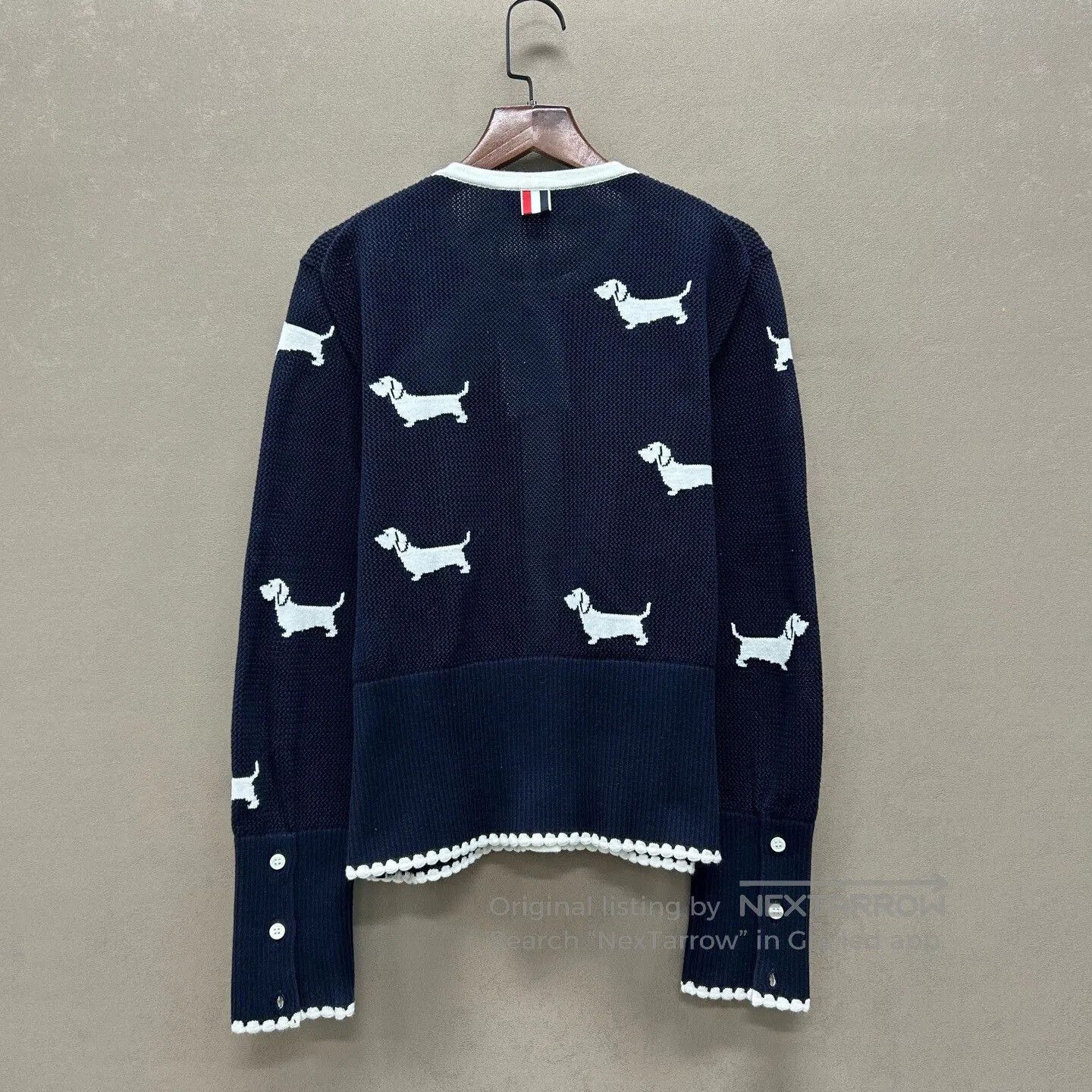 Thom Browne navy dog motif knitted cardigan. Size US M / EU 48-50 / 2 - 2 Thumbnail