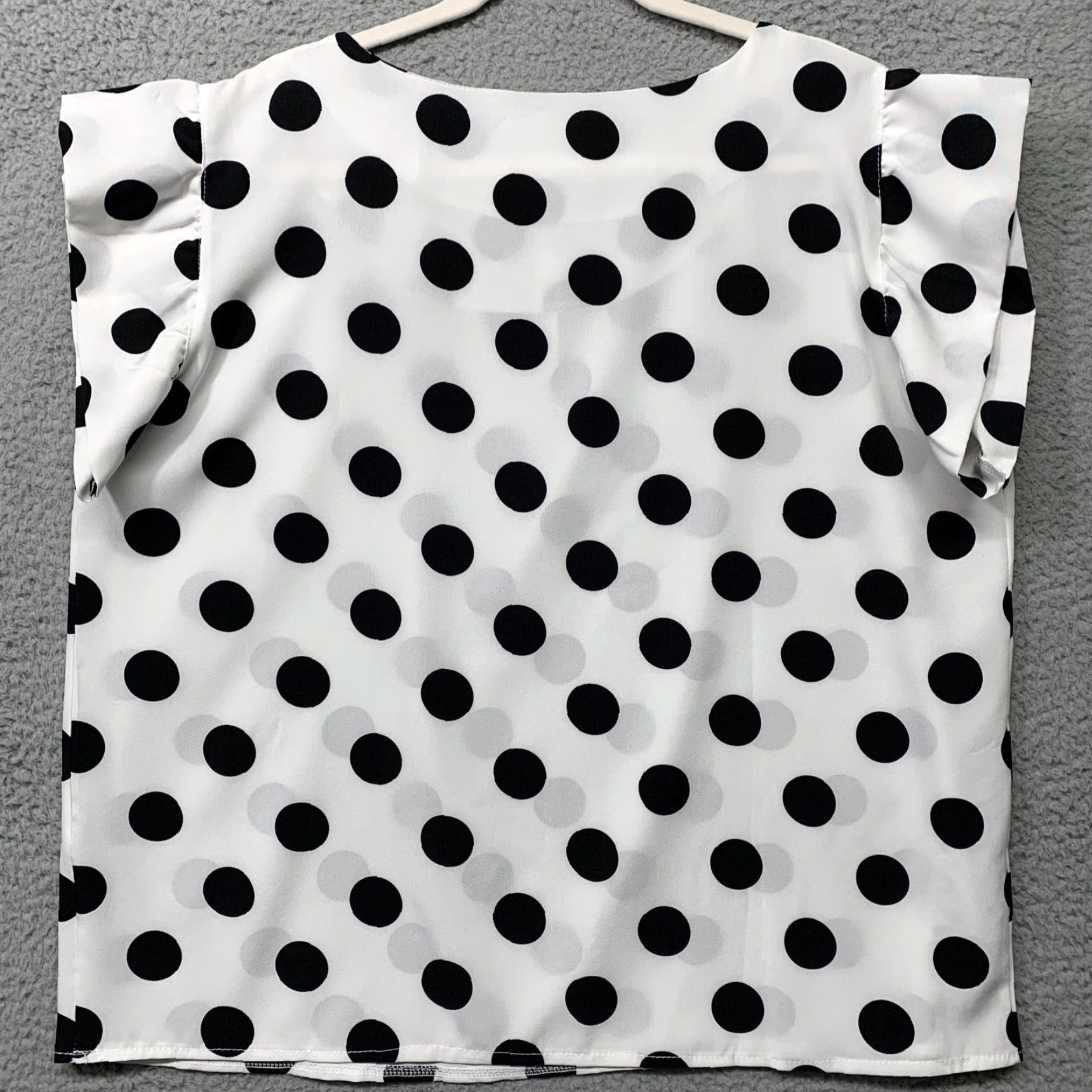 X-LARGE VINTAGE? Women's Unbranded White Blouse Black Polka Dot XL XS? Size XL / US 12-14 / IT 48-50 - 4 Thumbnail