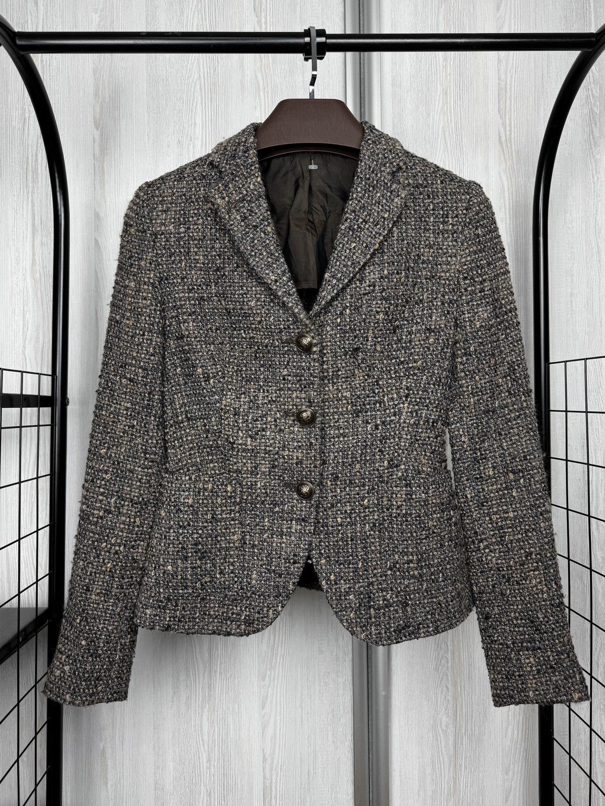 Tagliatore Tagliatore 0205 tweed wool blend metal button unlined blazer Size M / US 6-8 / IT 42-44 - 2 Thumbnail