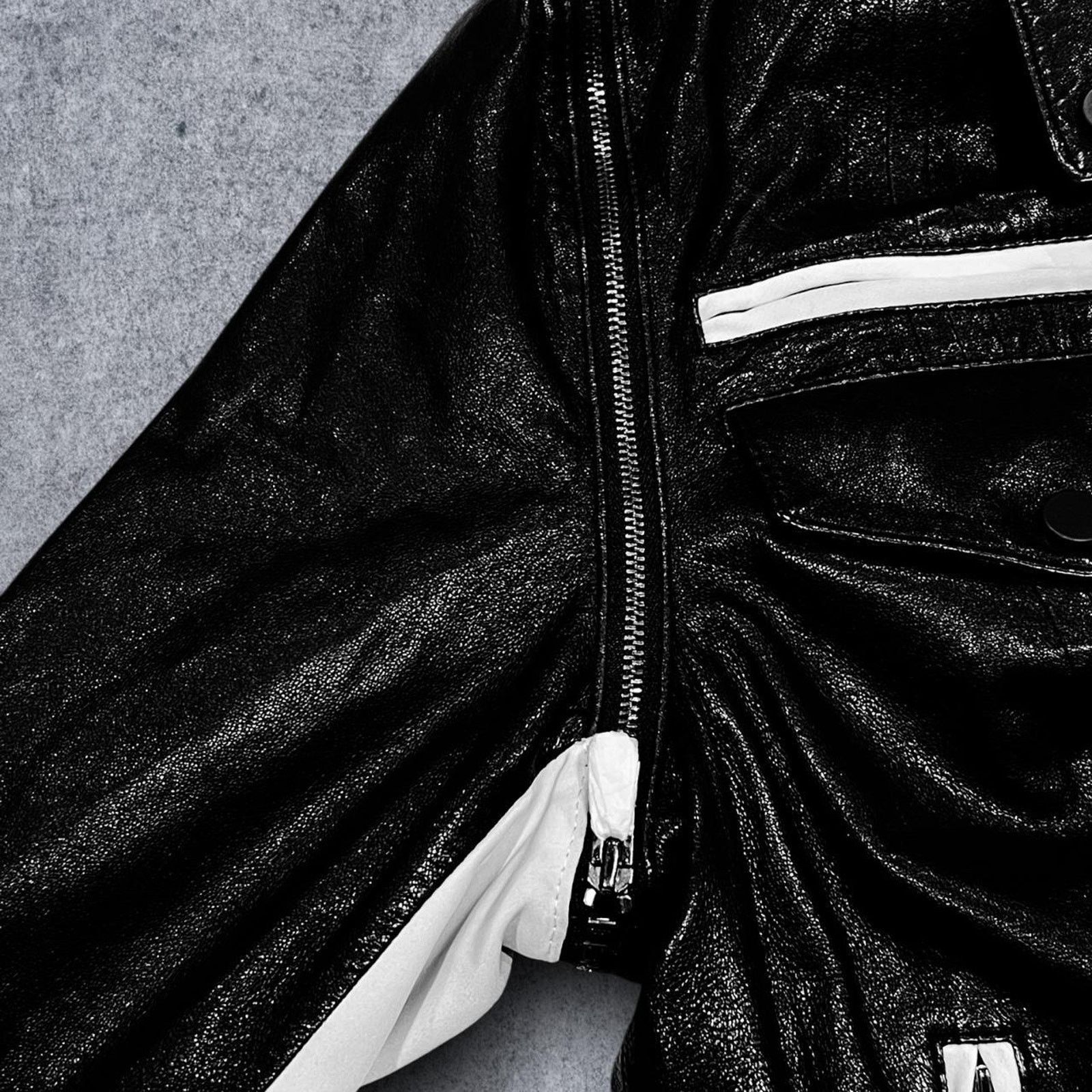 DKNY DKNY Faux Leather Black & White Y2K Moto Jacket Size L / US 10 / IT 46 - 4 Thumbnail