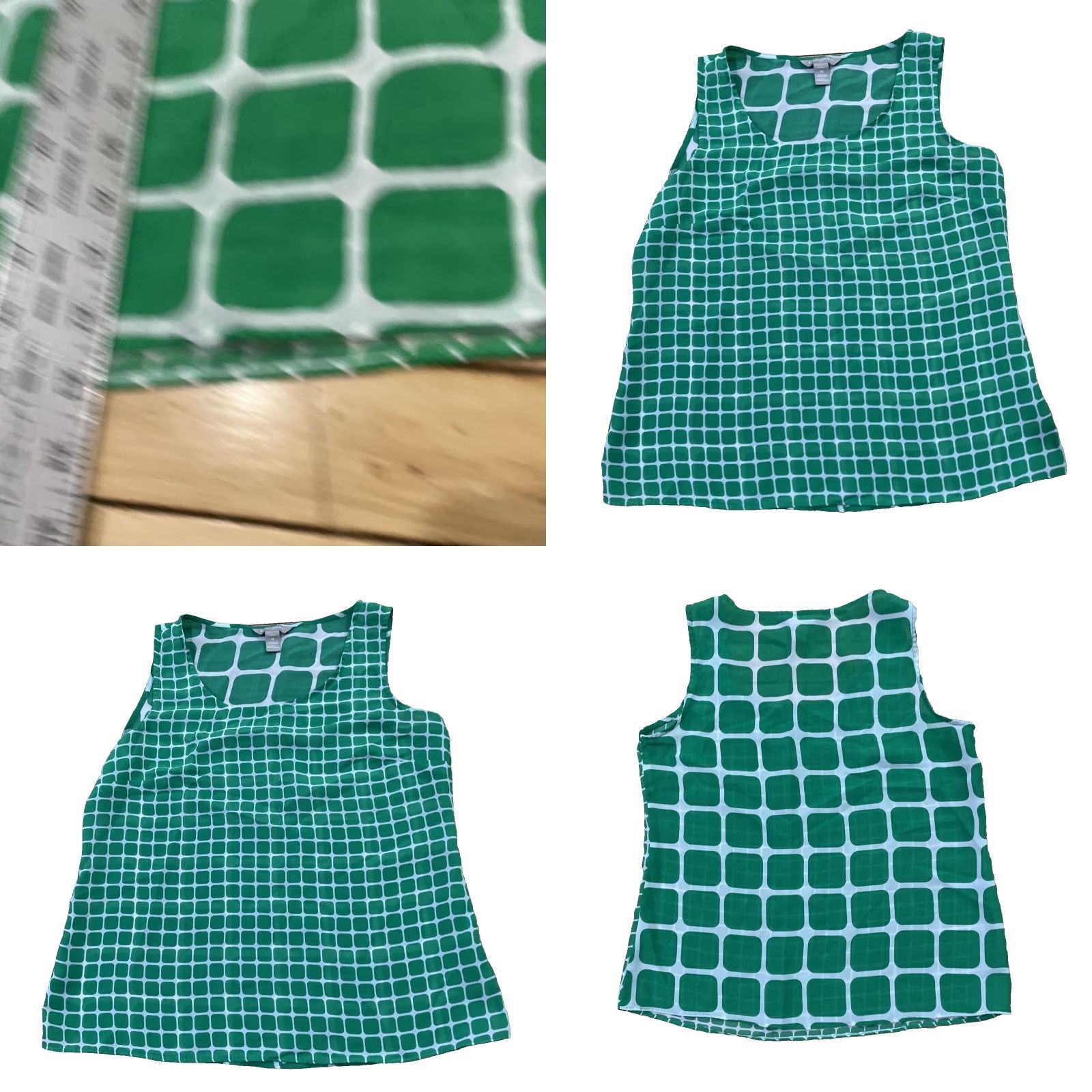 Banana Republic VINTAGE Banana Republic Tank Top Women Petite M Green White Retro 60s Mod Print P M Shirt Womens Size M / US 6-8 / IT 42-44 - 9 Thumbnail