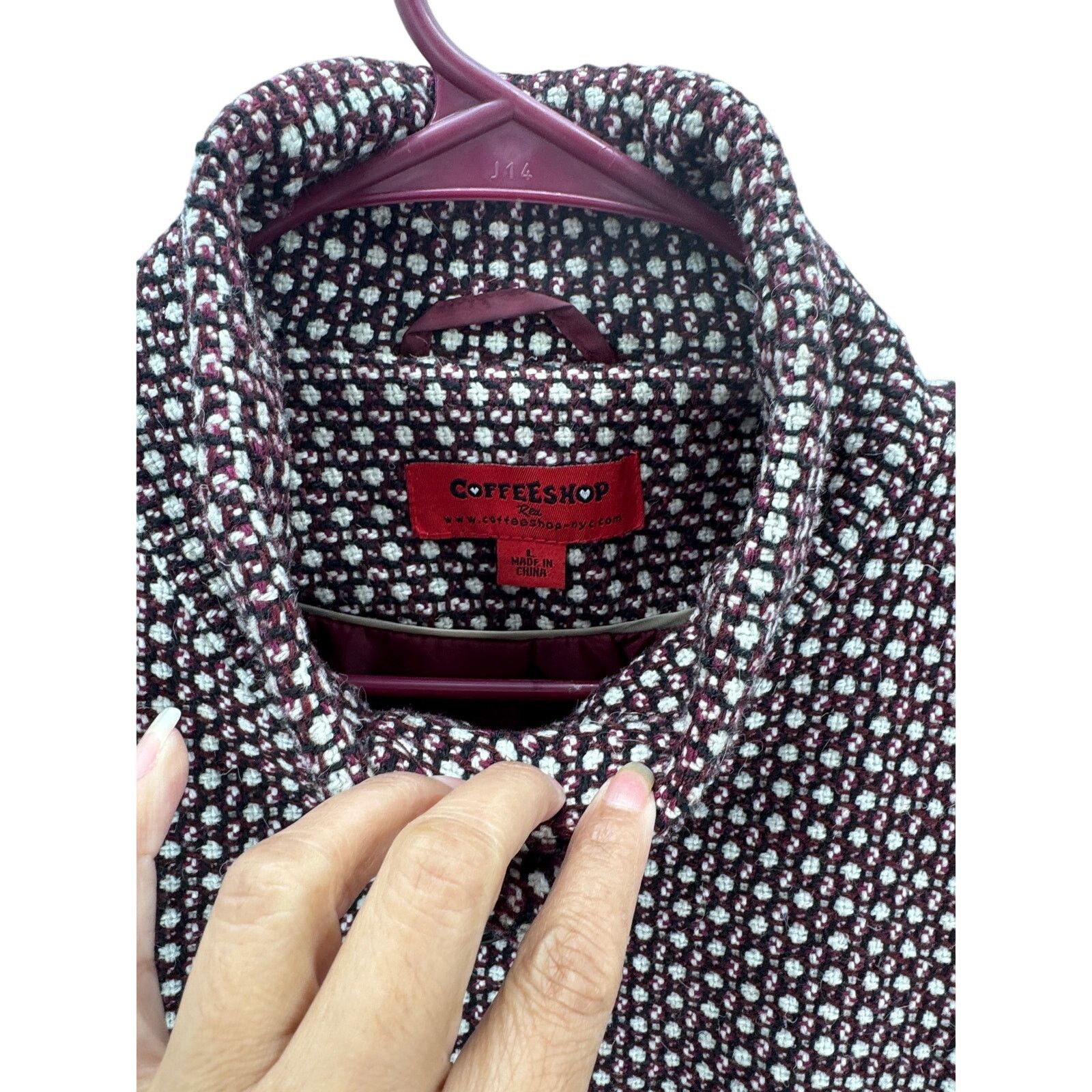 Other Vintage Coffee Shop maroon black Y2K coat wool blend size L Size L / US 10 / IT 46 - 4 Thumbnail