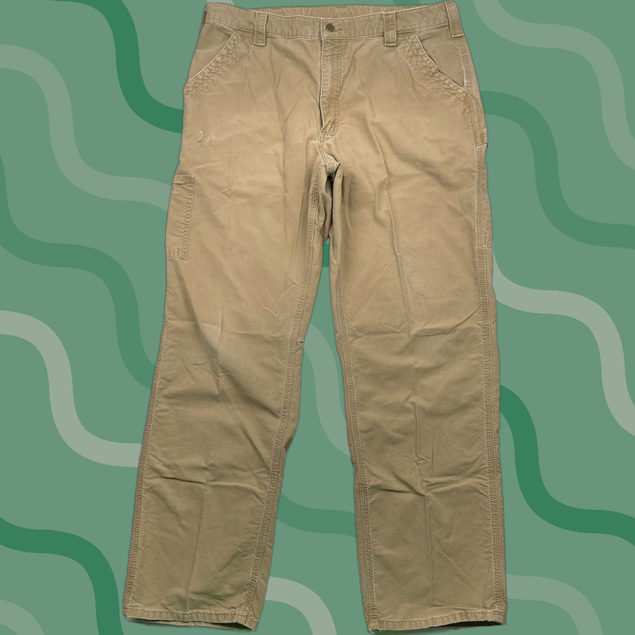 Carhartt VINTAGE Carhartt B151 DKH Canvas Carpenter Work Pants Mens 38 x 34 Straight Leg 5-Pocket Workwear Brown 100% Cotton DKH Size US 38 / EU 54 - 1 Thumbnail
