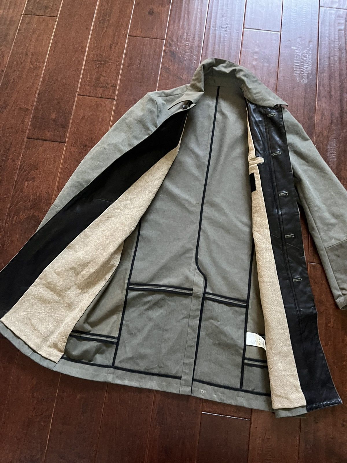Isamu Katayama Backlash Military Canvas Overcoat w/ Horse Leather Details Size US M / EU 48-50 / 2 - 5 Thumbnail