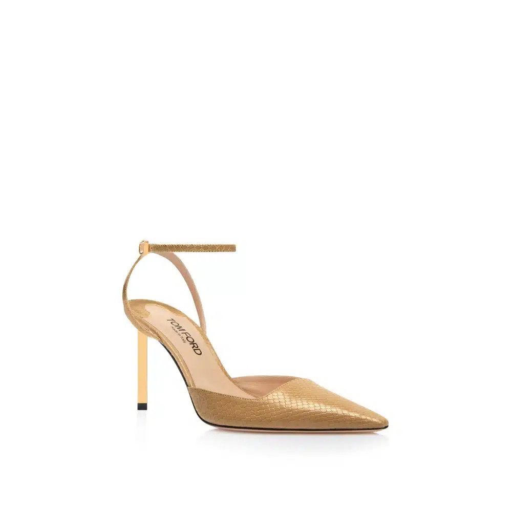 Tom Ford o1loc1c0925 W3514 Snake Effect Mid Heel Sandals in Brown Size US 8.5 / IT 38.5 - 4 Thumbnail
