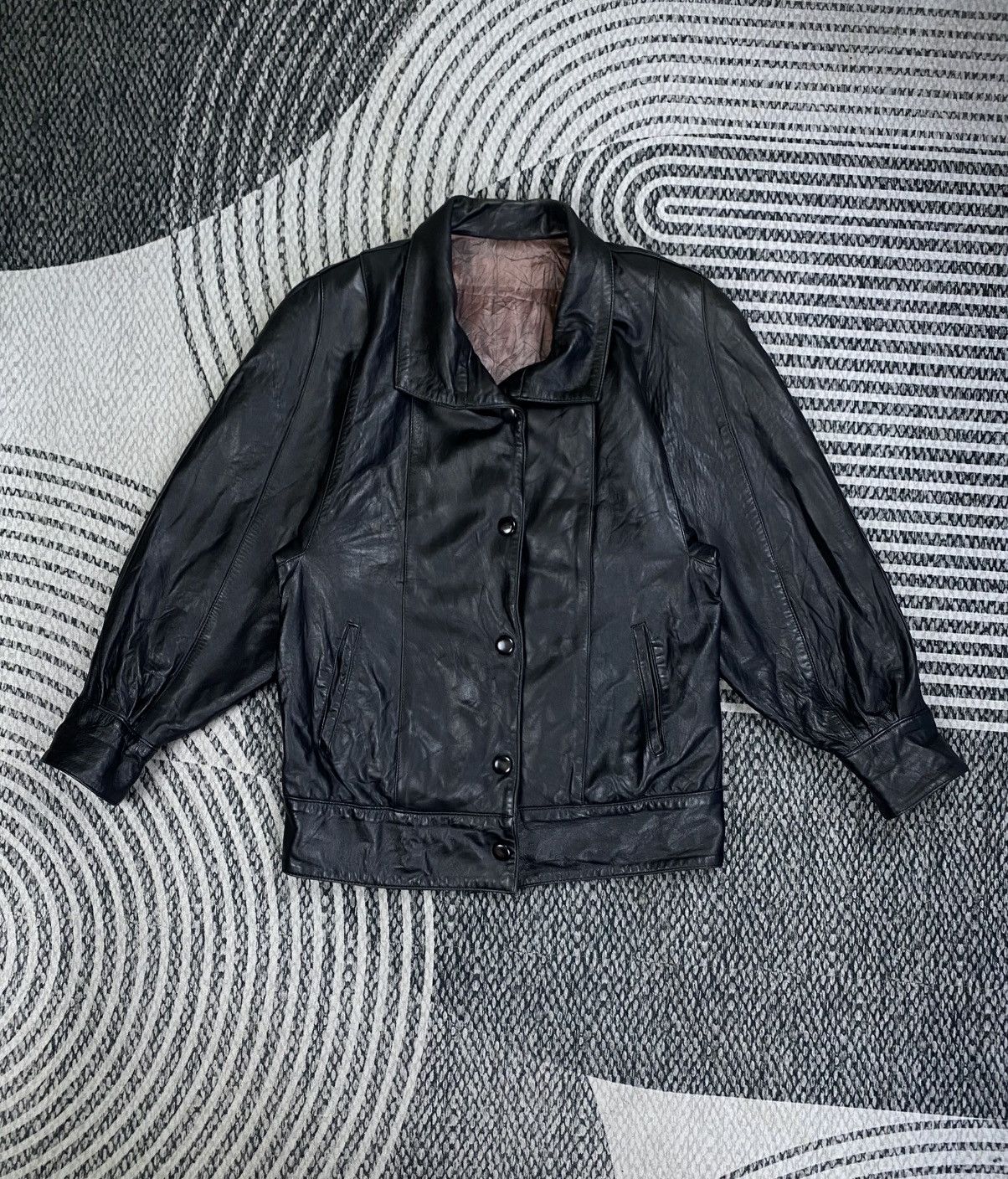 Vintage Spain Brand Full Leather Buttoned Jacket