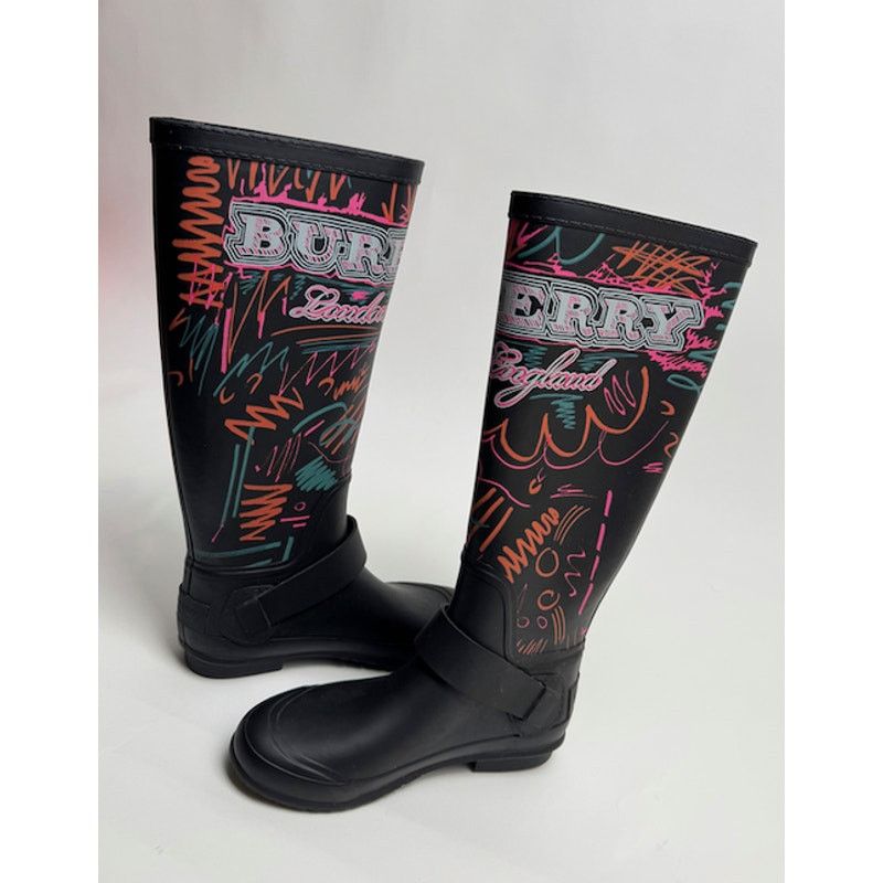 Burberry Burberry Black Doodle Graffiti Rubber Rain Boots Size 35 Size US 5 / IT 35 - 16 Thumbnail