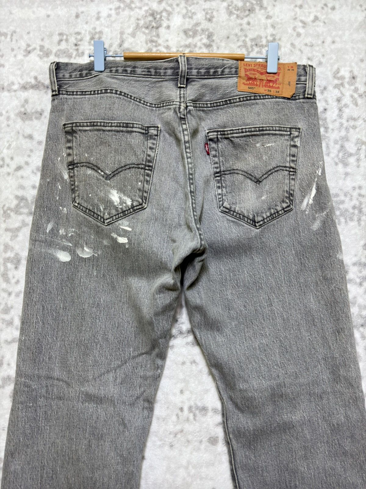 Levi's Vintage Levi’s 501 Gray Washed Paint Splatter Denim Jeans Size US 34 / EU 50 - 10 Thumbnail