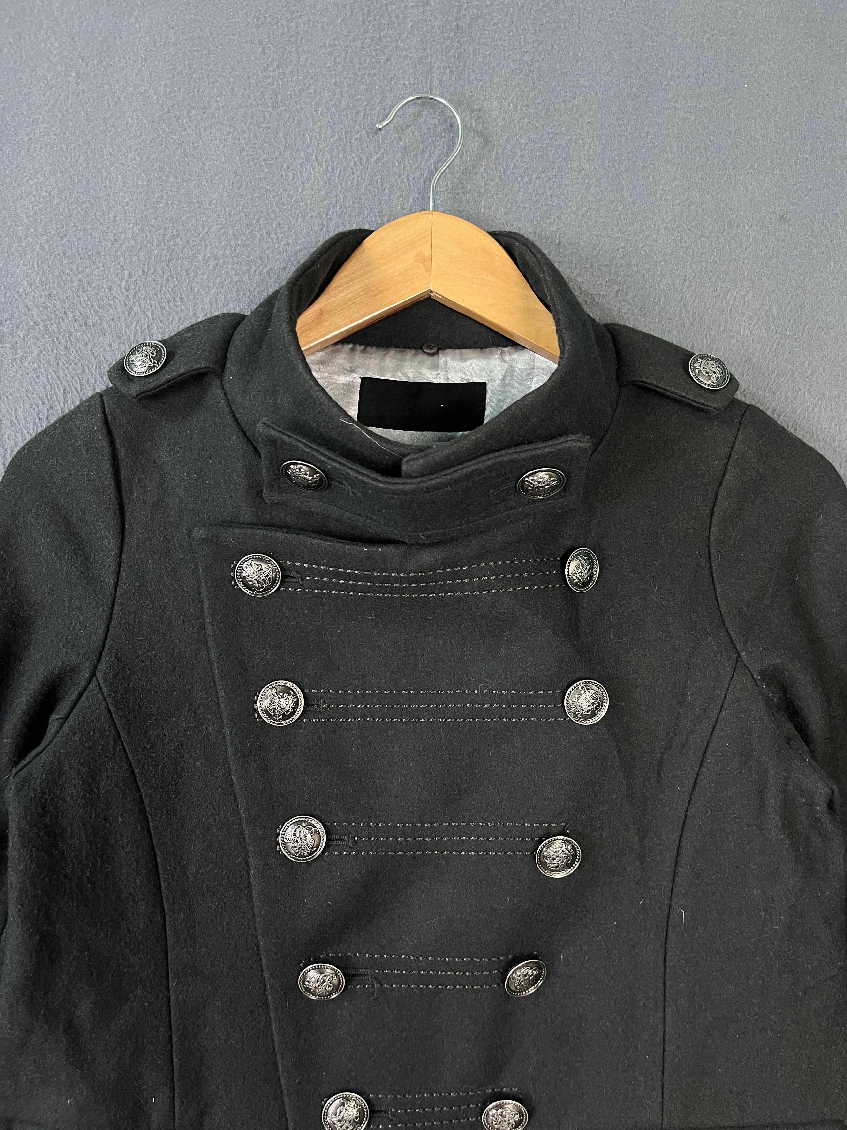 Japanese Brand Jeanasis Napoleon Style Wool Blend Double Breasted Jacket Size S / US 4 / IT 40 - 3 Thumbnail