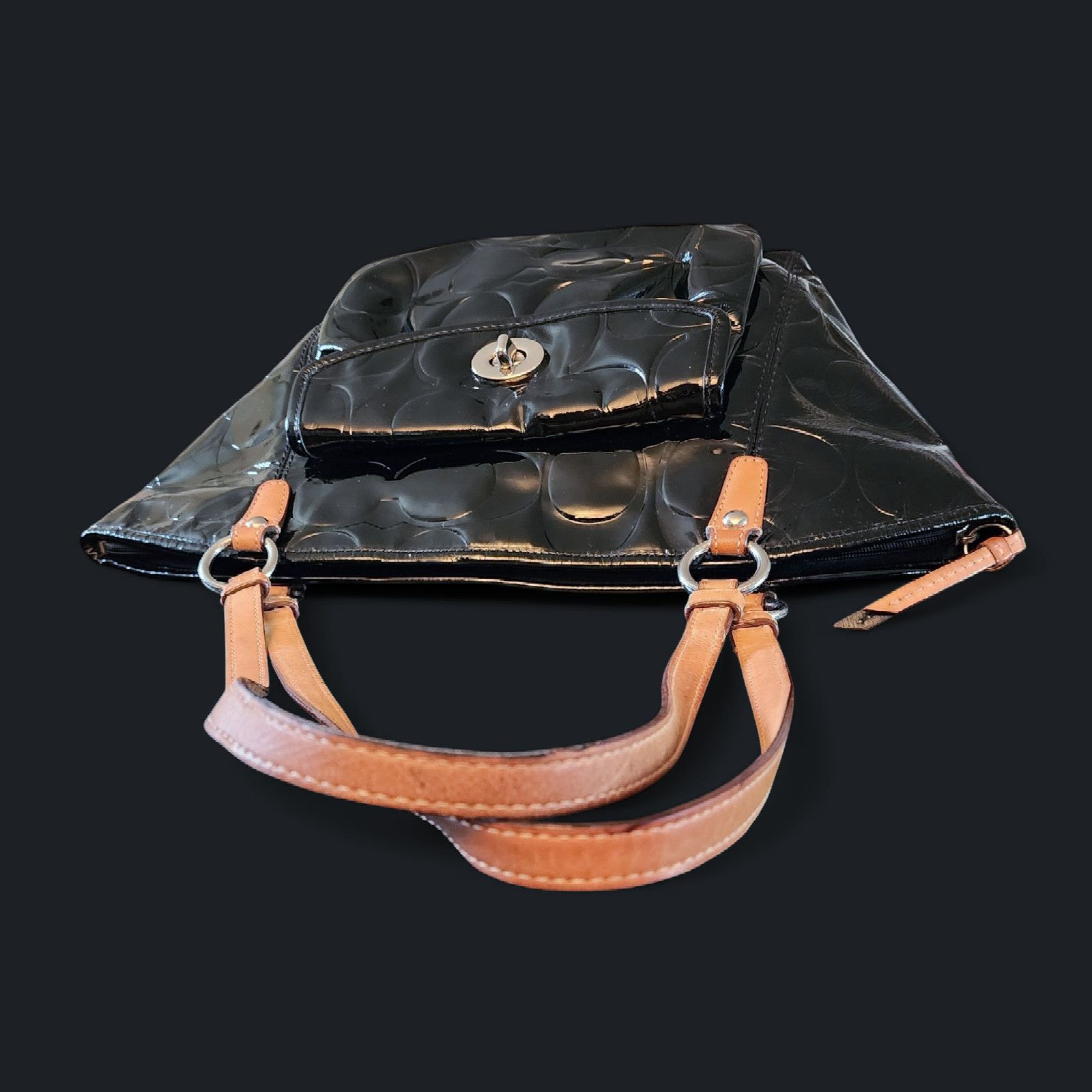 Coach Coach Peyton black patent leather bag with matching wallet. Size ONE SIZE - 13 Thumbnail