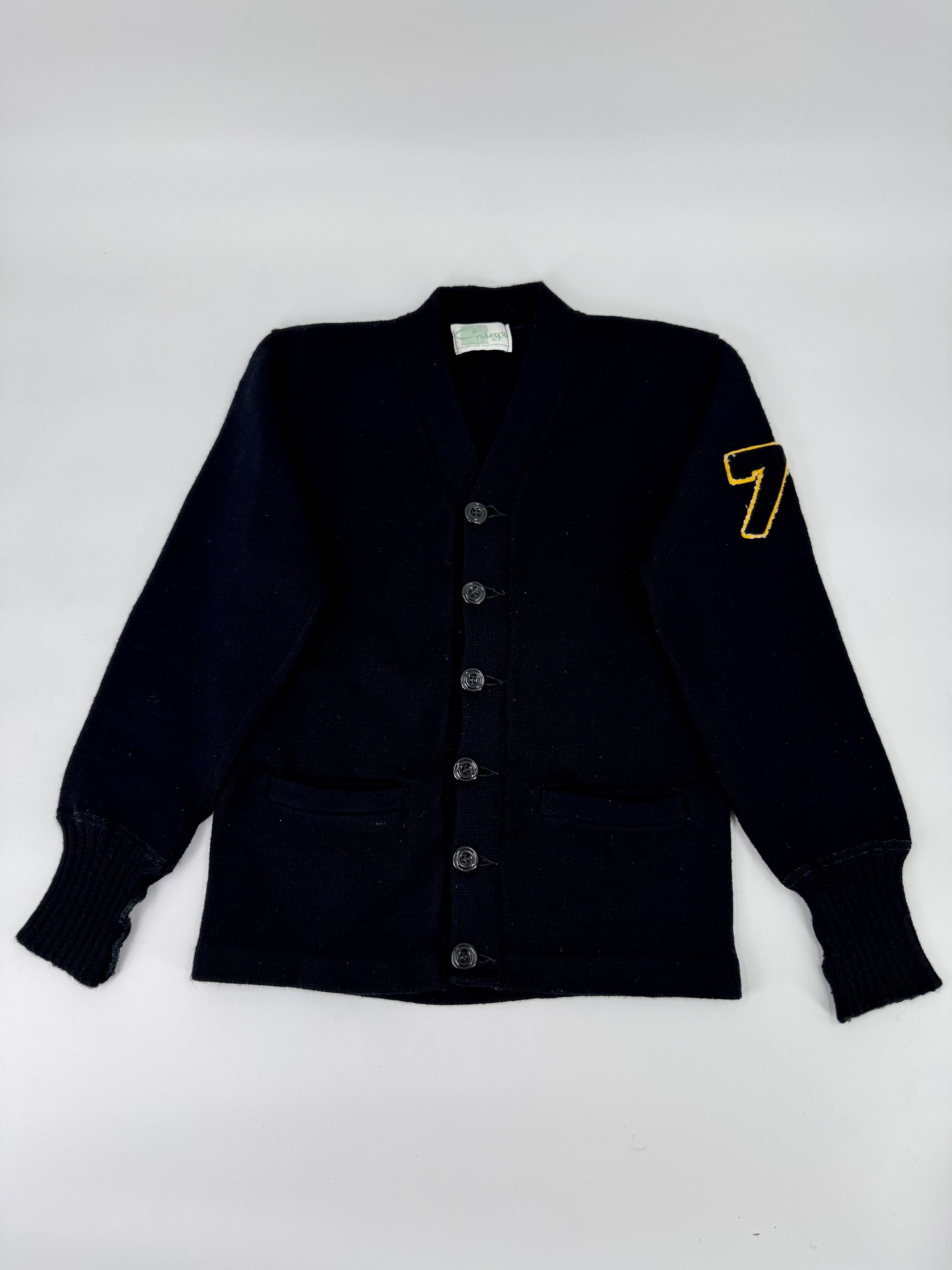 Other Vintage Black Wool College Cardigan Sweater 1960s 50s 60s Size US S / EU 44-46 / 1 - 1 Thumbnail