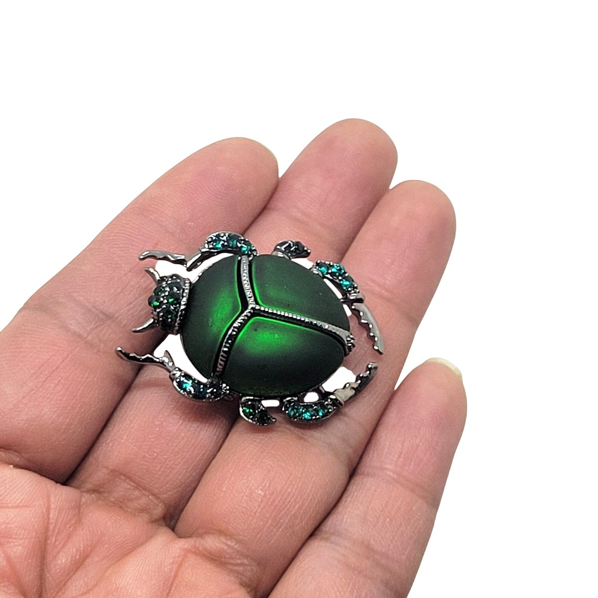 Other Vintage Vibes Green Beetle Brooch Scarab Pin Emerald Rhinest Size ONE SIZE - 2 Thumbnail