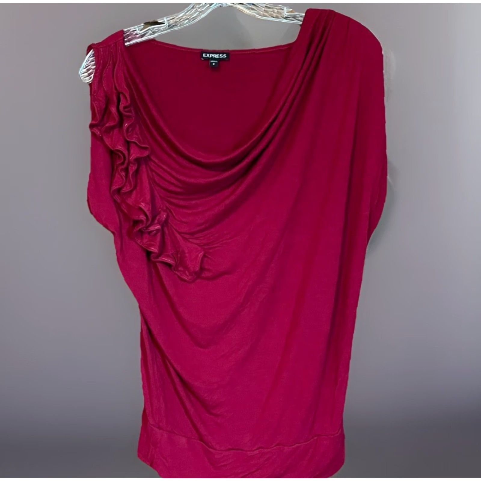 Express Express Blouse Sleeveless Red Ruffle Scoop Neck Women Size S Grunge Fairy Party Casual Size S / US 4 / IT 40 - 2 Thumbnail