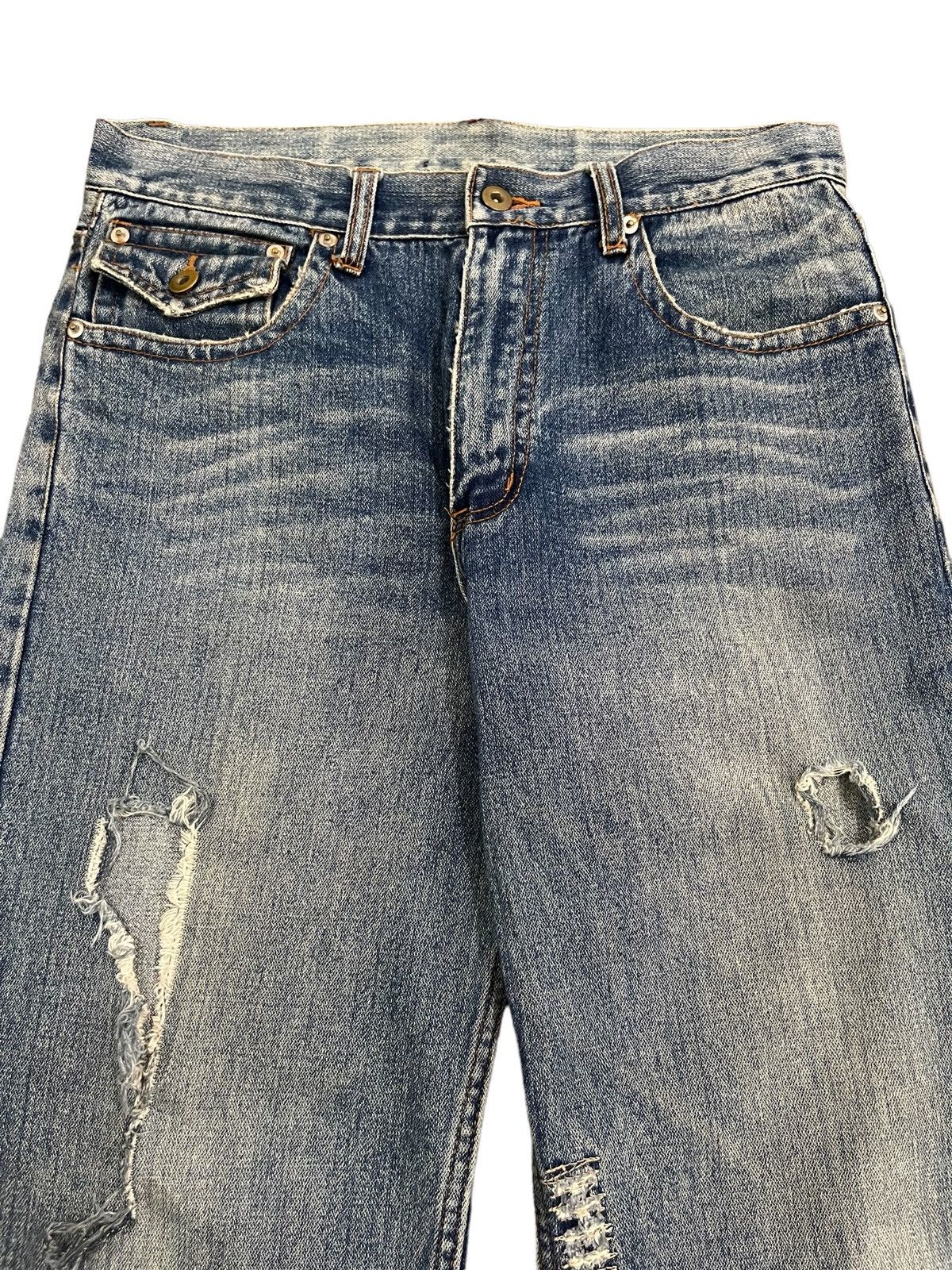 14th Addiction Vintage Japanese Brand Blue Wash Distress Straight Cut Jeans Size US 32 / EU 48 - 3 Thumbnail