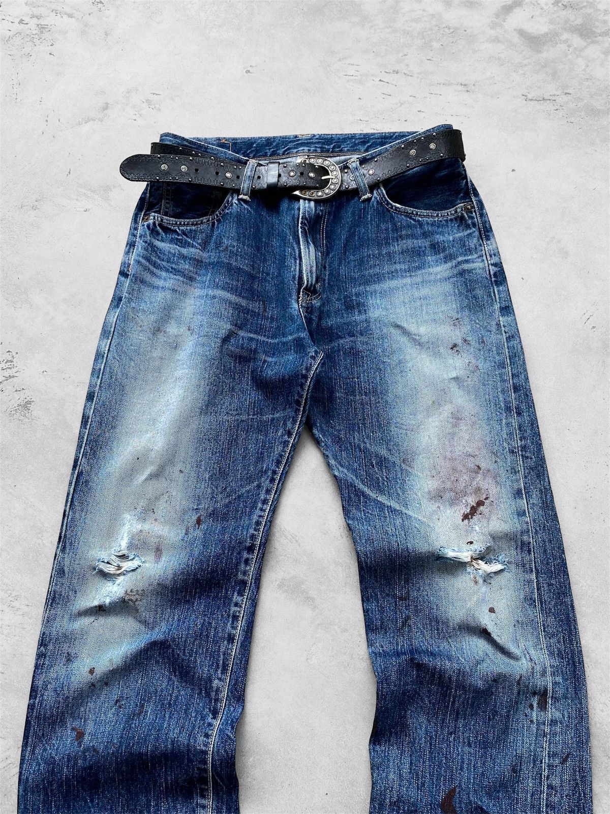Edwin Thrashed Edwin 505 Red Line Selvedge Denim 🇯🇵 Size US 30 / EU 46 - 2 Thumbnail