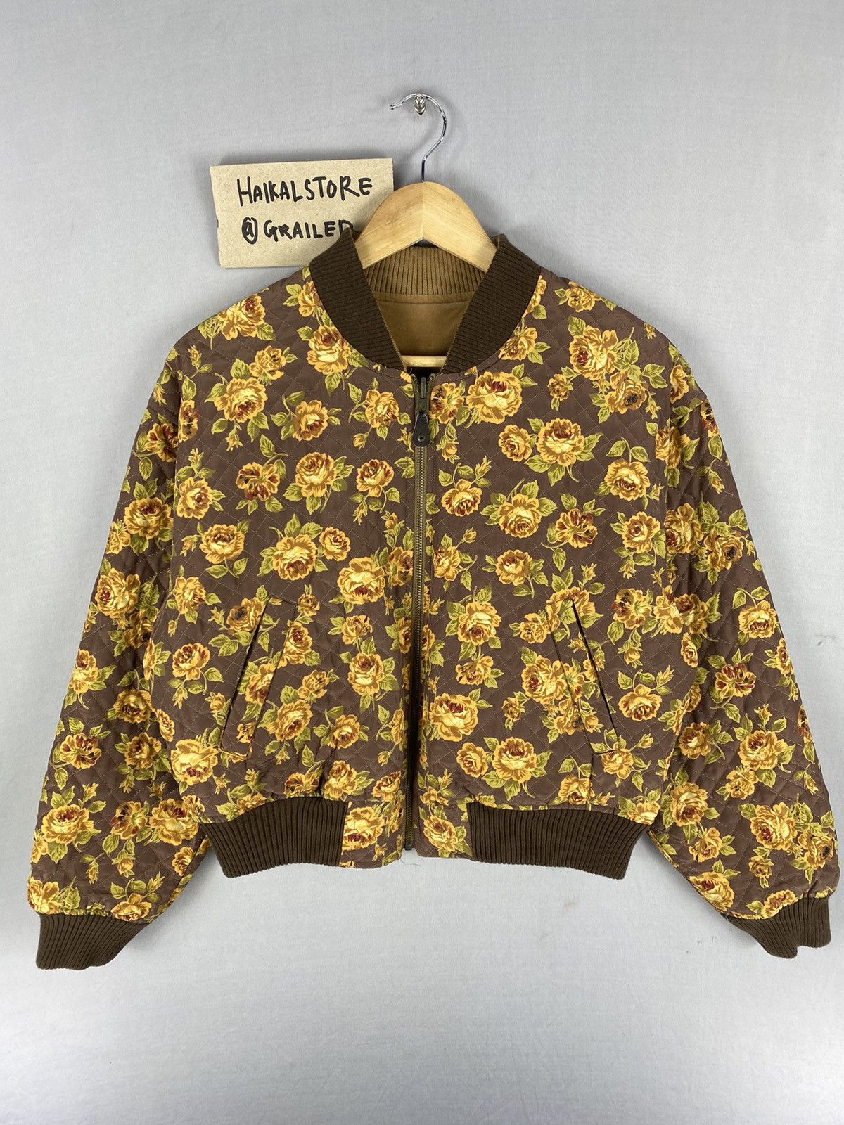 Designer Vintage Floral Bomber Reversible Quilted Jacket By Cabin Size US S / EU 44-46 / 1 - 1 Thumbnail