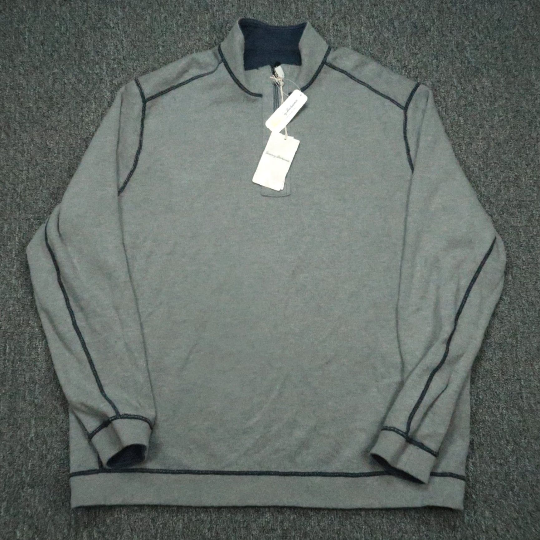 Tommy Bahama VINTAGE Tommy Bahama Sweater Shirt Men 2XL Reversible Half Zip Blue Gray 1/2 Zip Mock Neck Winter Fall 90s Mens Size US XXL / EU 58 / 5 - 4 Thumbnail