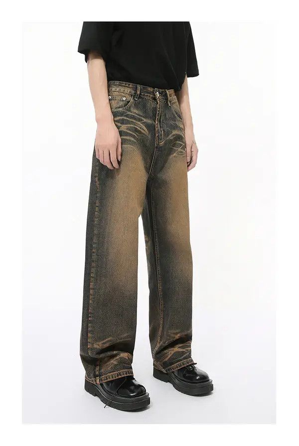 Japanese Brand Mayu Street retro scratched pattern distressed loose jeans Size US 32 / EU 48 - 5 Thumbnail