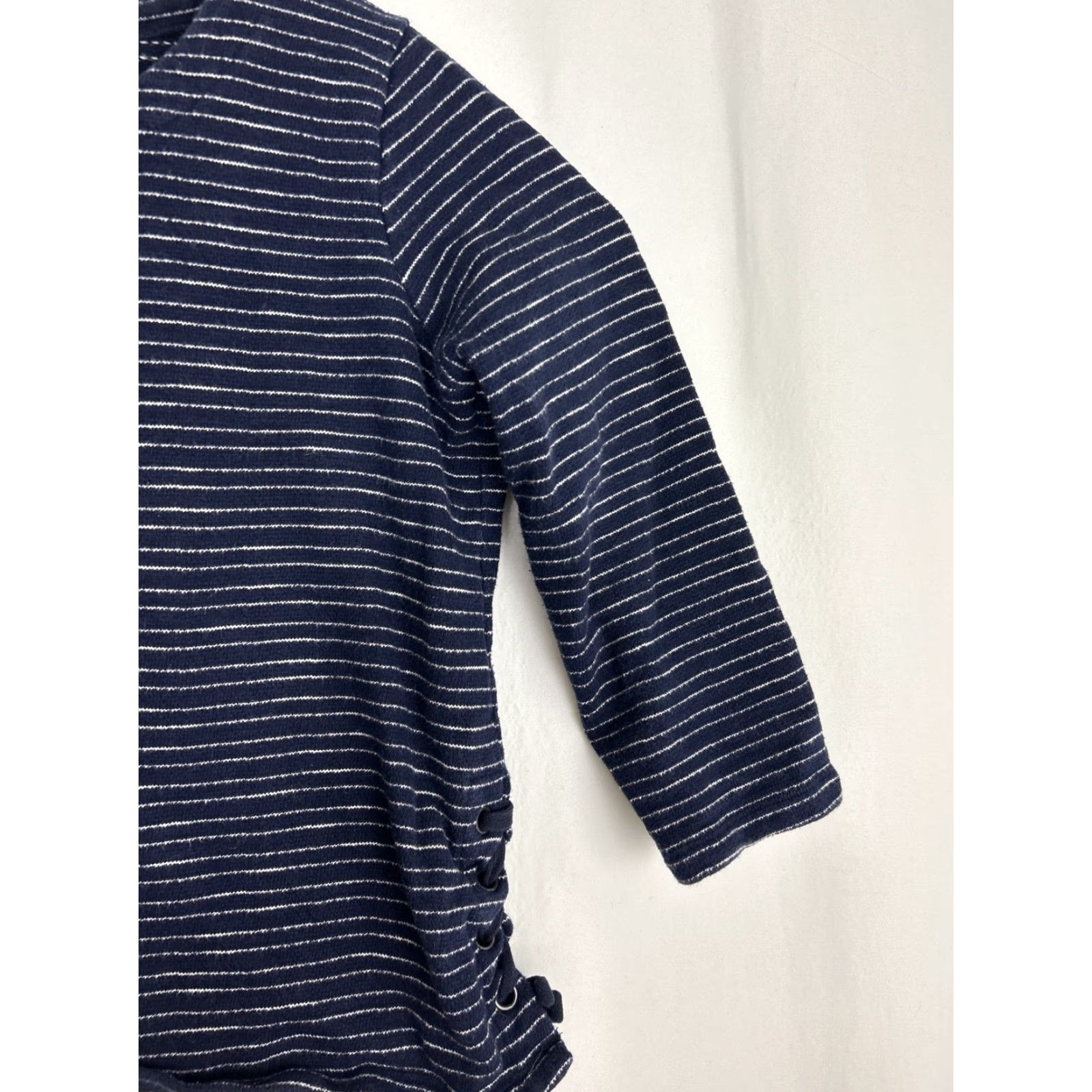 Madewell Madewell Blouse Shirt Striped Side Lace Top 3/4 Sleeve Navy Cream Size S Womens Pool Blue Nautical Cotton Size S / US 4 / IT 40 - 5 Thumbnail