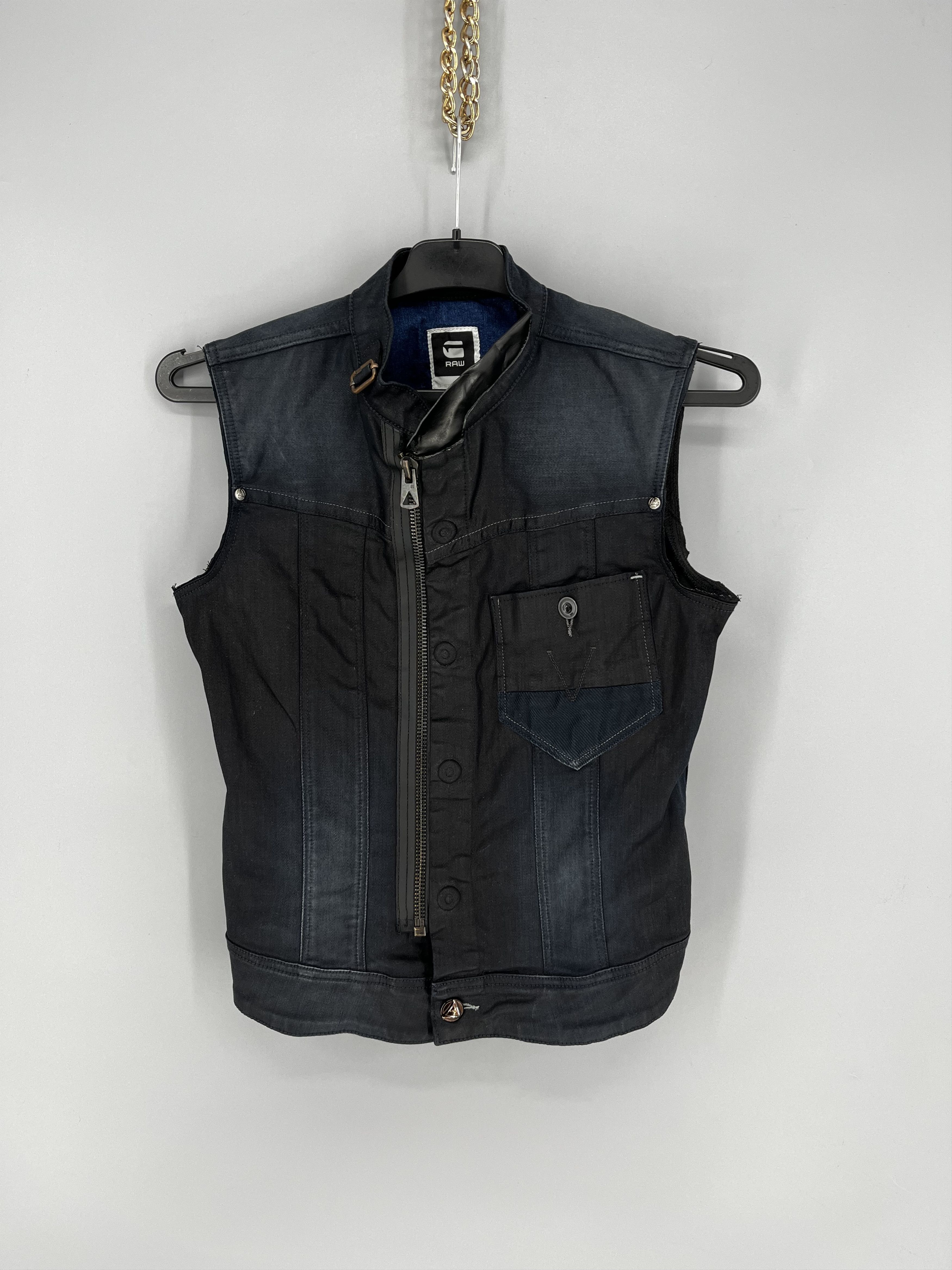 Raw State Ladies G-Star Raw Midge Dumont Sleeveless Denim Waistcoat Size US M / EU 48-50 / 2 - 1 Thumbnail