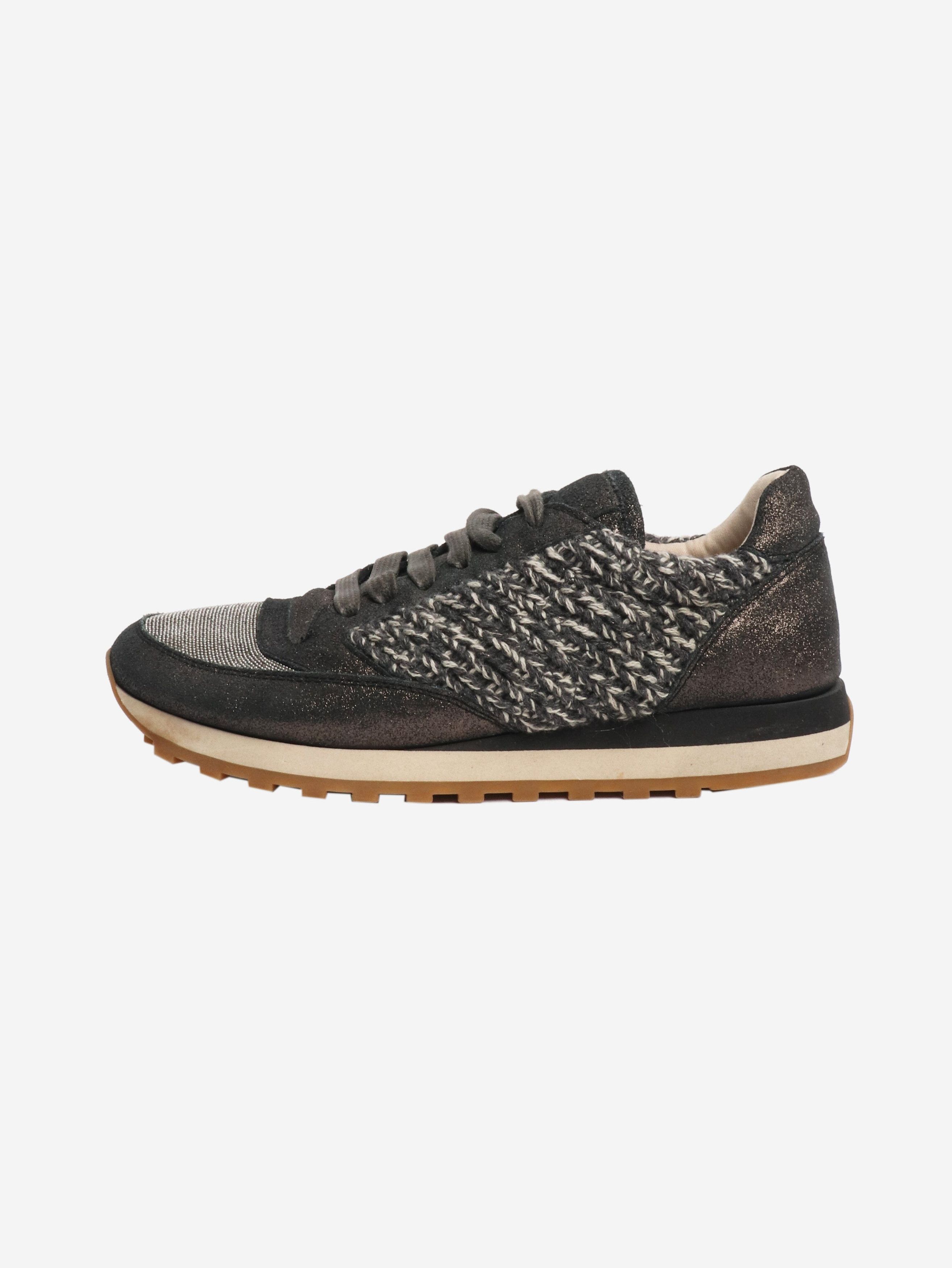 Brunello Cucinelli Dark grey sparkly tweed trainers - EU 38 Size US 7.5 / IT 37.5 - 1 Thumbnail