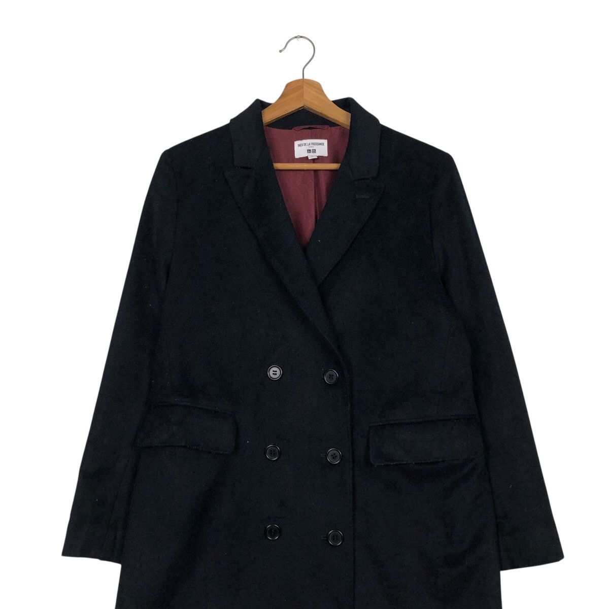 Japanese Brand 📌Rich Black Long Jacket Double Breast Ines De La Fressange Size US XL / EU 56 / 4 - 5 Thumbnail