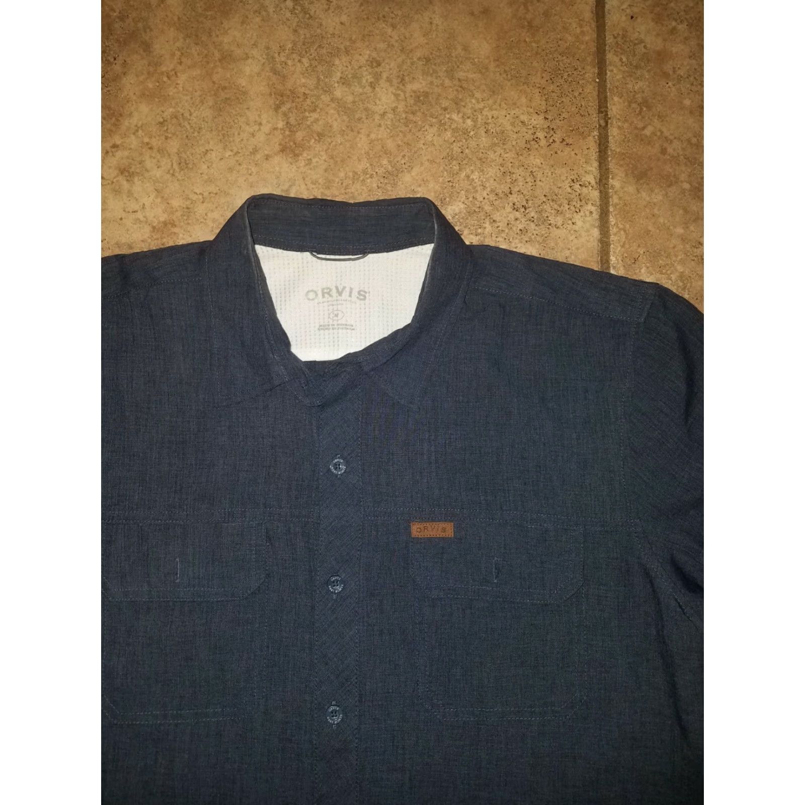 Orvis Orvis Navy Blue Short Sleeve Button-Down Shirt Mens M Size US M / EU 48-50 / 2 - 2 Thumbnail