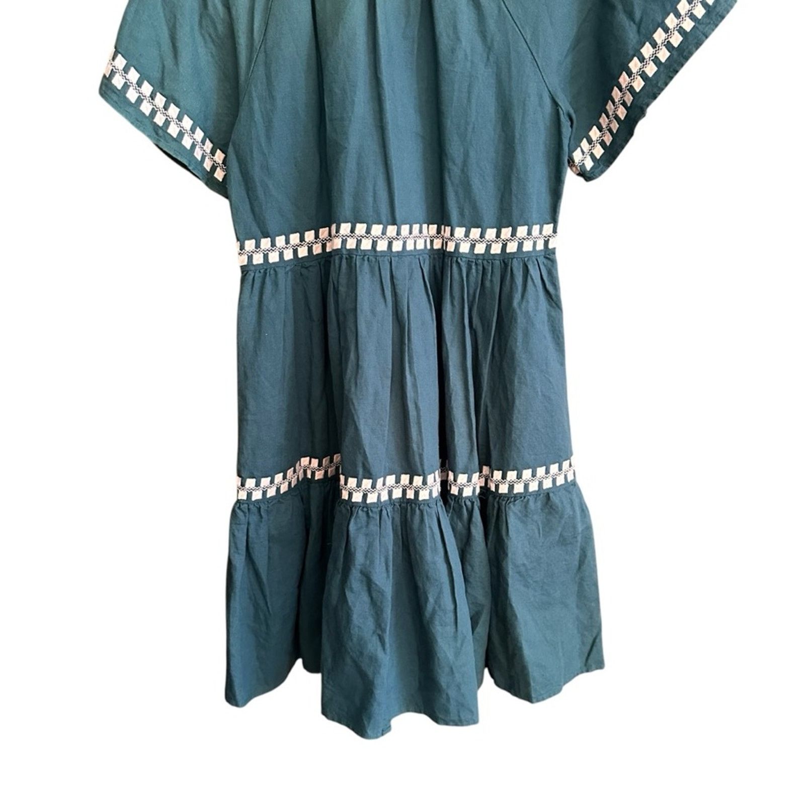 Madewell NWT Madewell NWT Linen Blend Flutter Sleeve Mini Dress Size XXS / US 00 / IT 34 - 12 Thumbnail