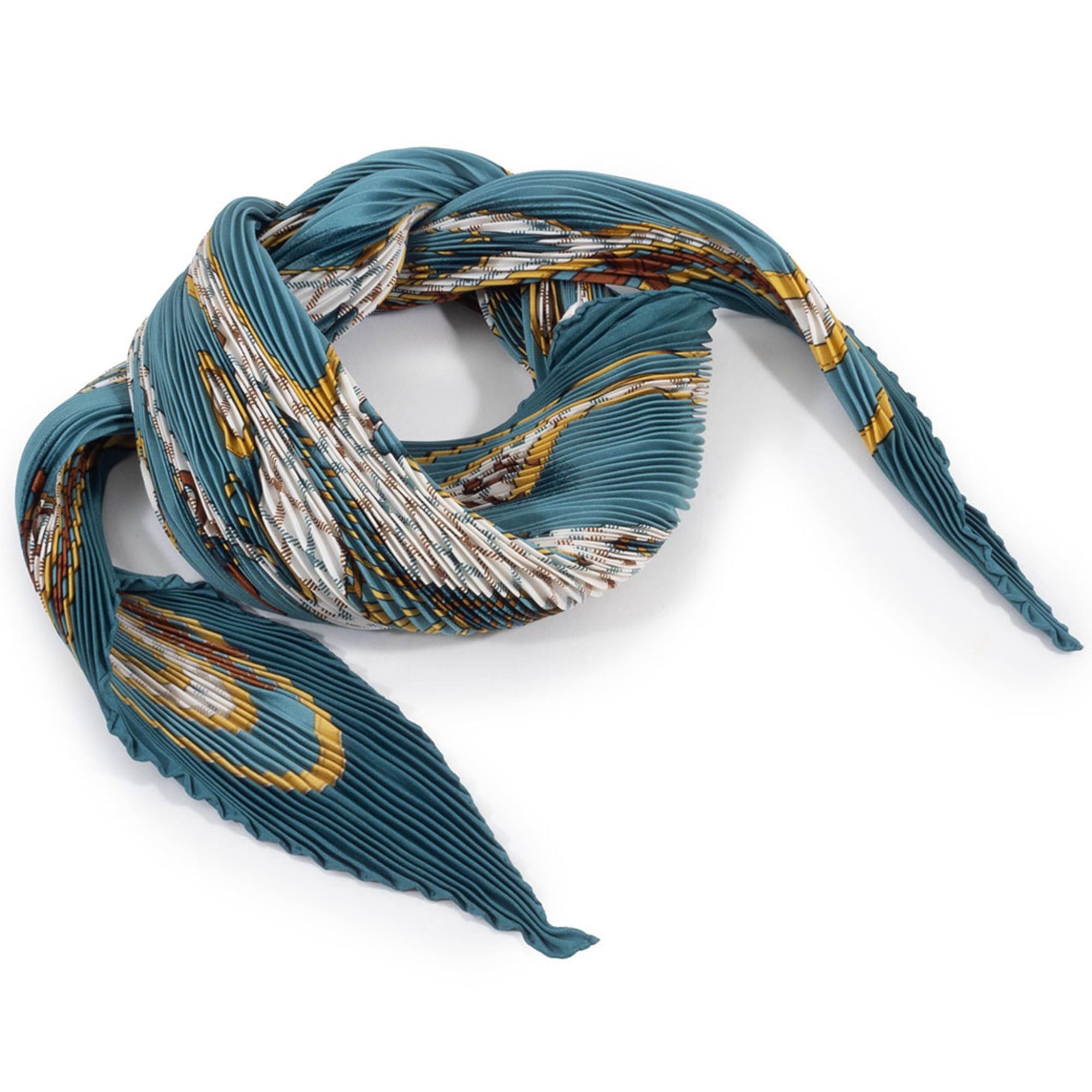 Hermes Hermes Hermès Carré 90 Pleated Camail Scarf/Muffler in Multicolor Silk for Women Size ONE SIZE - 1 Thumbnail