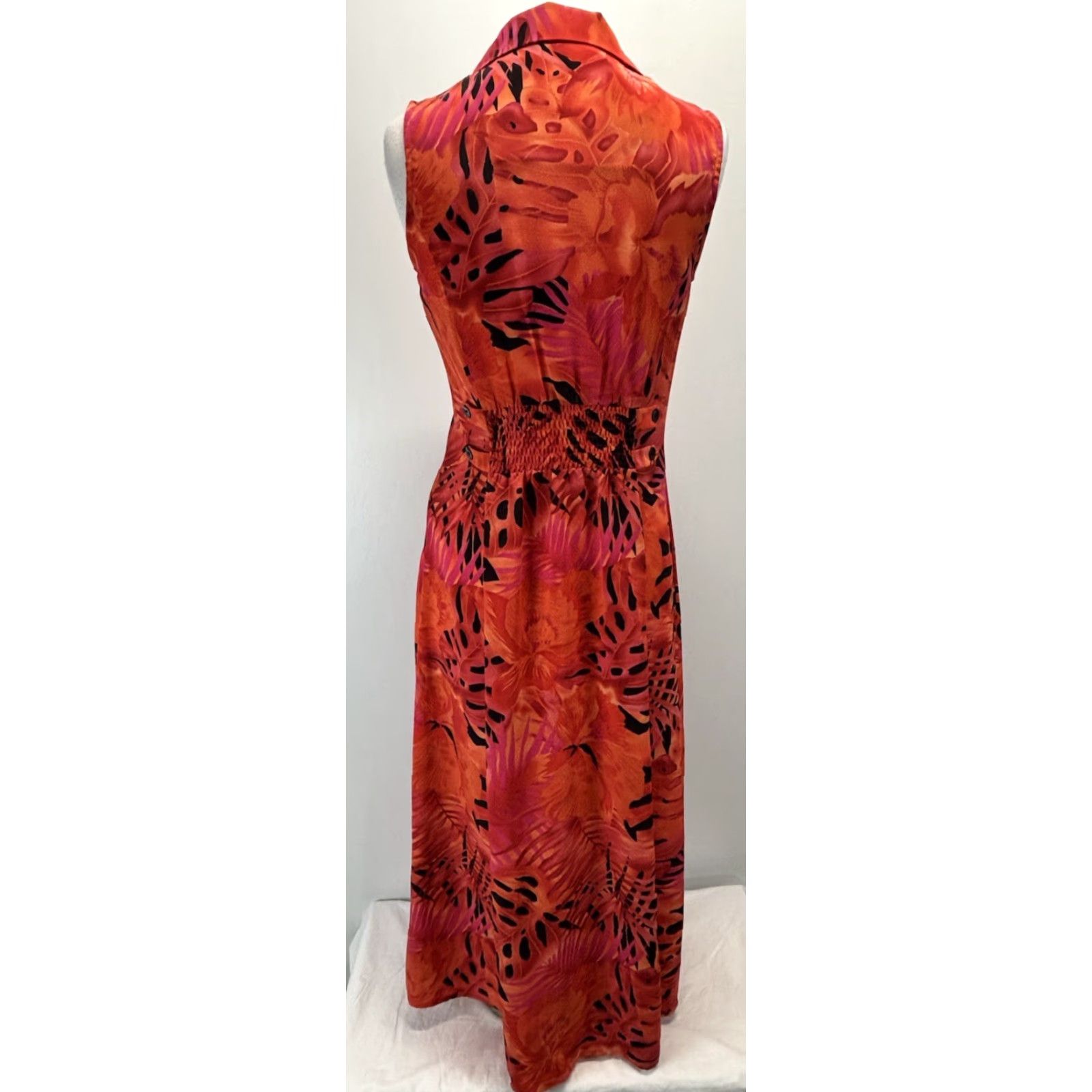 Vintage Vtg Carolina Colours Maxi Shirt Dress Sz 8 Women’s Tropical Button Front Floral Size M / US 6-8 / IT 42-44 - 3 Thumbnail