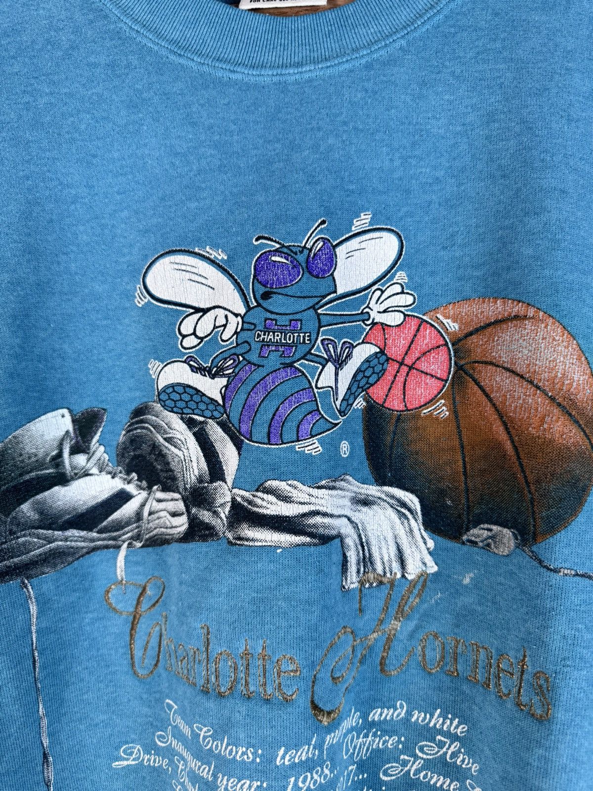 NBA Vintage 80s 1988 Charlotte Hornets Salem Sportswear Crewneck Size US XL / EU 56 / 4 - 5 Thumbnail