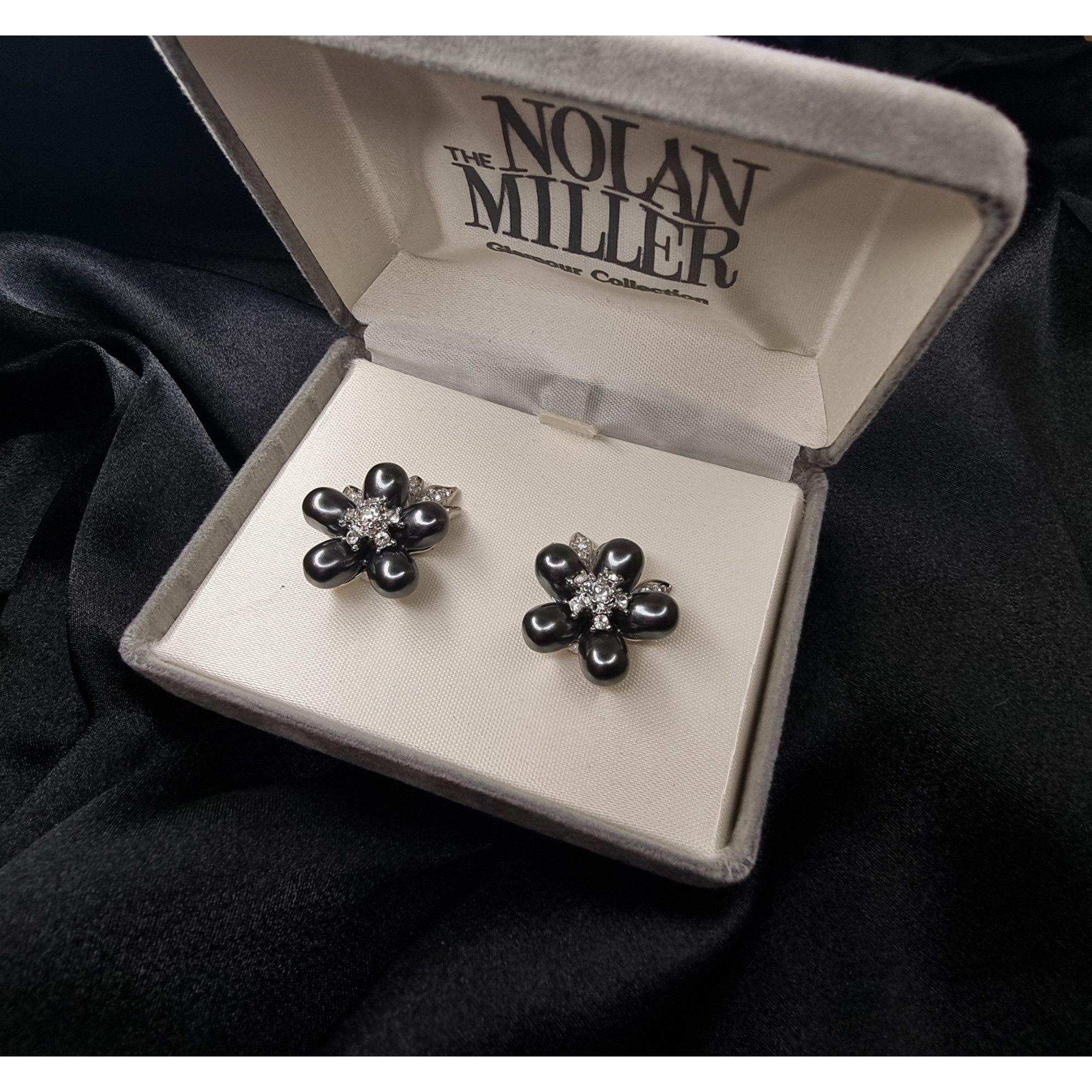 Other Vintage Nolan Miller Flower Clip-On Earrings W/ Rhinestones Size ONE SIZE - 2 Thumbnail