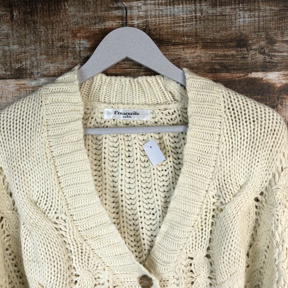 Vintage Emsexcite White Cardigan Knitwear crop top #A1474 Size M / US 6-8 / IT 42-44 - 4 Thumbnail