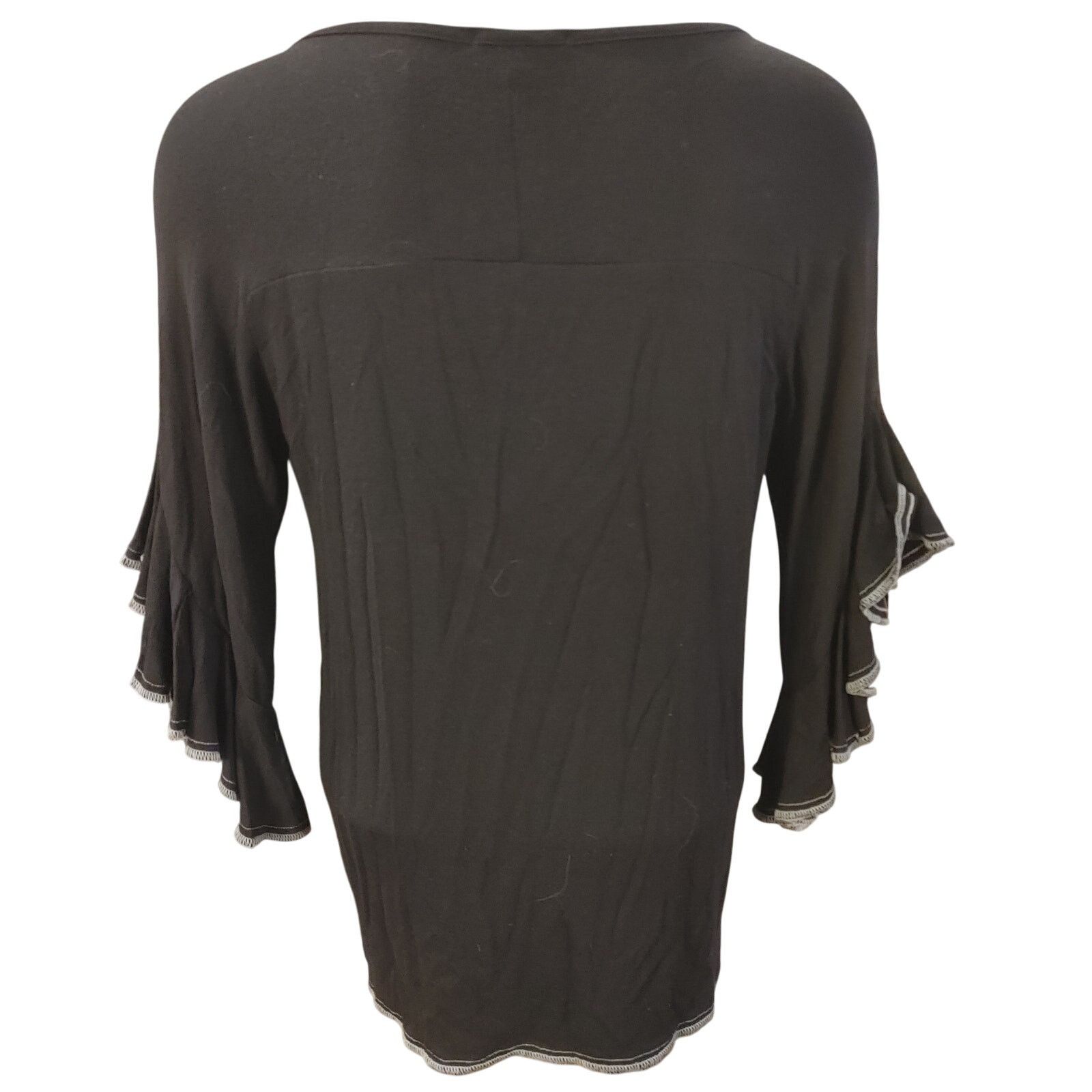 Other Cha Cha Vente Women's Small Black Ruffle Sleeve Top Size S / US 4 / IT 40 - 2 Thumbnail