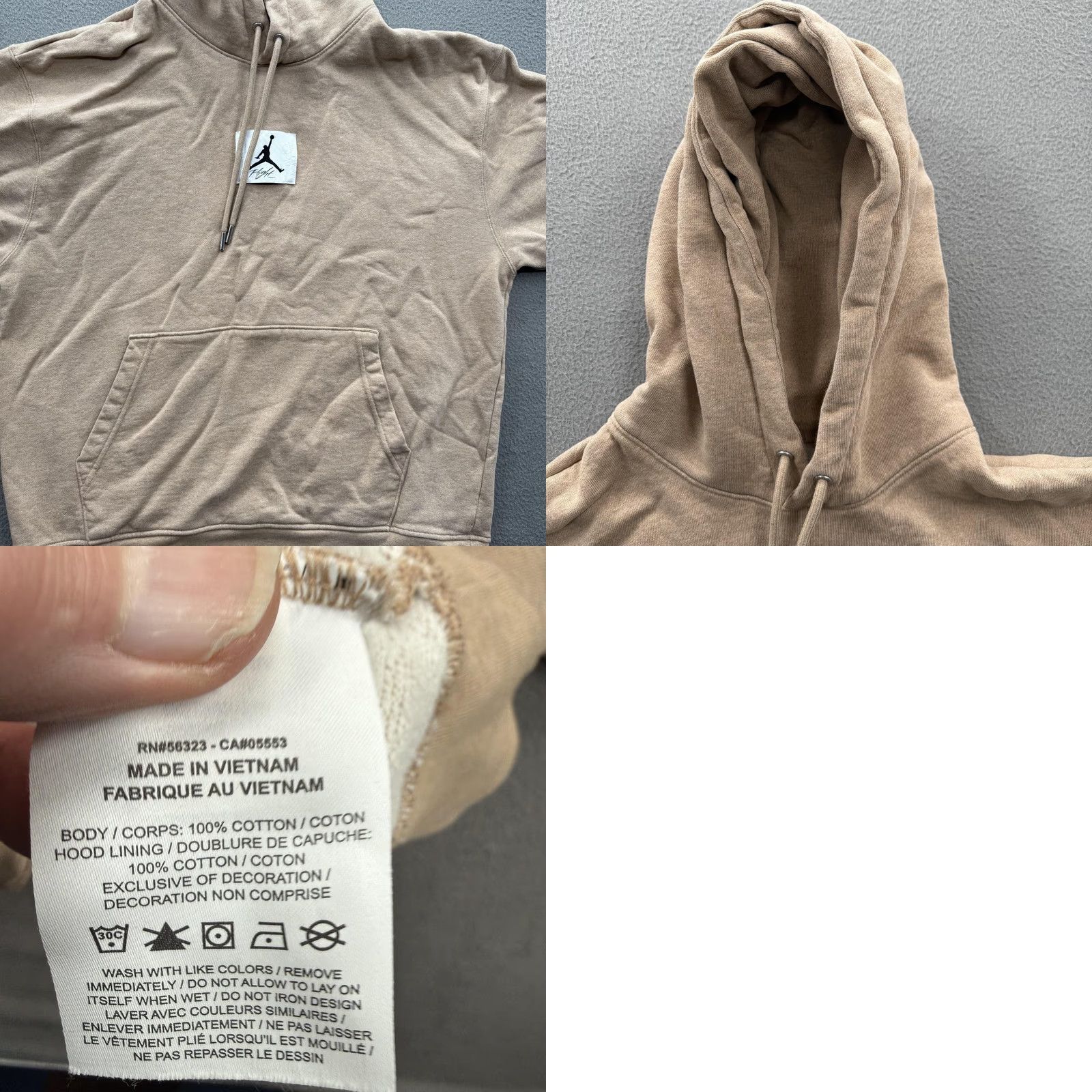 Jordan Brand Jordan Hoodie Mens L Beige Cotton Fleece Pullover Sweatshirt Jumpman Logo Size US L / EU 52-54 / 3 - 8 Thumbnail