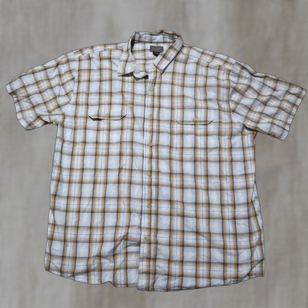 Vintage C.E. Schmidt Shirt Button-Up Short Sleeve Plaid Brown 2X Big & Tall Men’s Size 2X Workwear Shirt Size US XXL / EU 58 / 5 - 1 Thumbnail