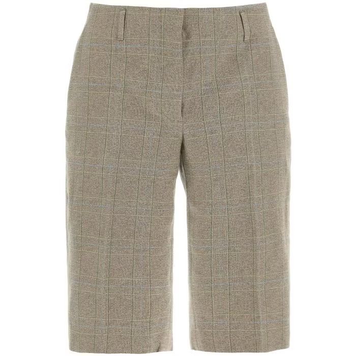 o1s22i1n0524 Plaid Cotton Blend Shorts in Green