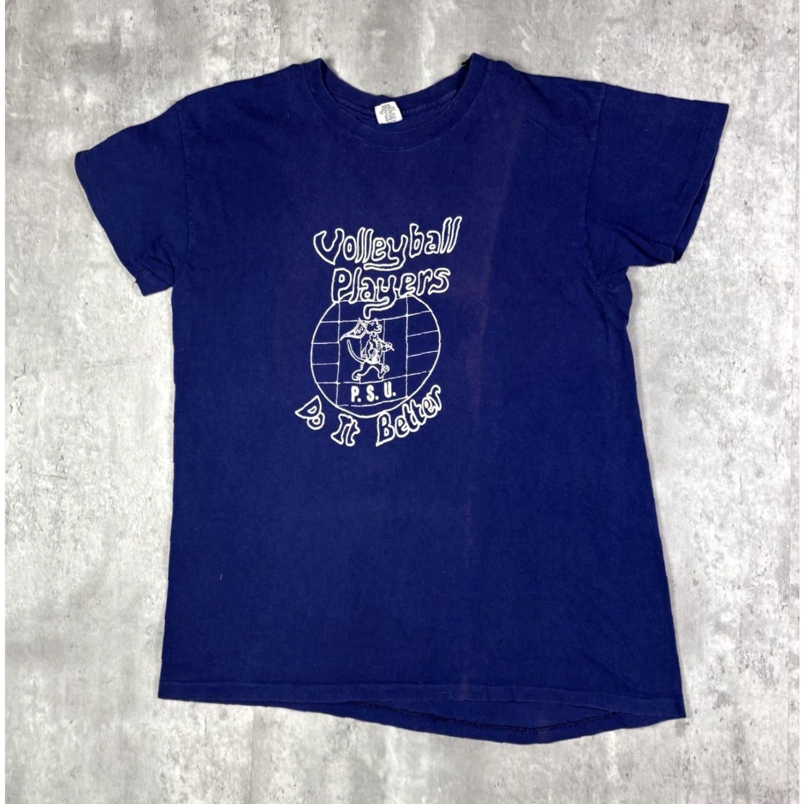 Hanes VINTAGE Penn State Volleyball T Shirt Hanes Mens L Blue 70s 80s 90s Graphic Print Crew Neck Short Sleeve Cotton Size US L / EU 52-54 / 3 - 2 Thumbnail