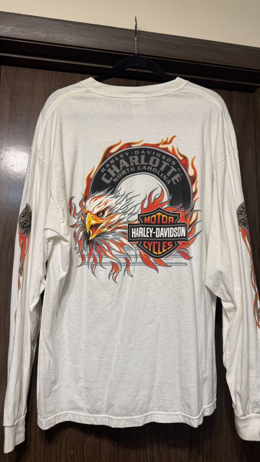 Harley Davidson Vintage 2004 Harley Davidson Flame Sleeve White Size US XL / EU 56 / 4 - 5 Thumbnail