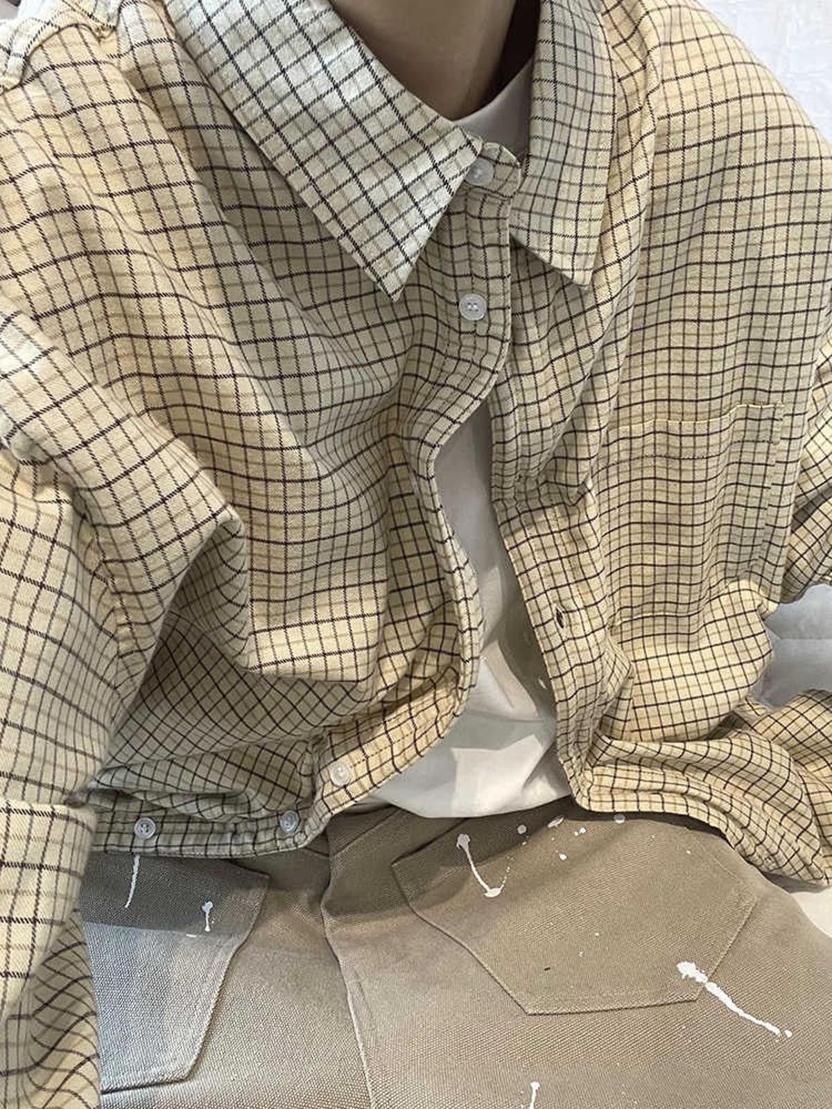 Vintage Oversized Plaid Long Sleeve Loose Shirt Size US M / EU 48-50 / 2 - 3 Thumbnail