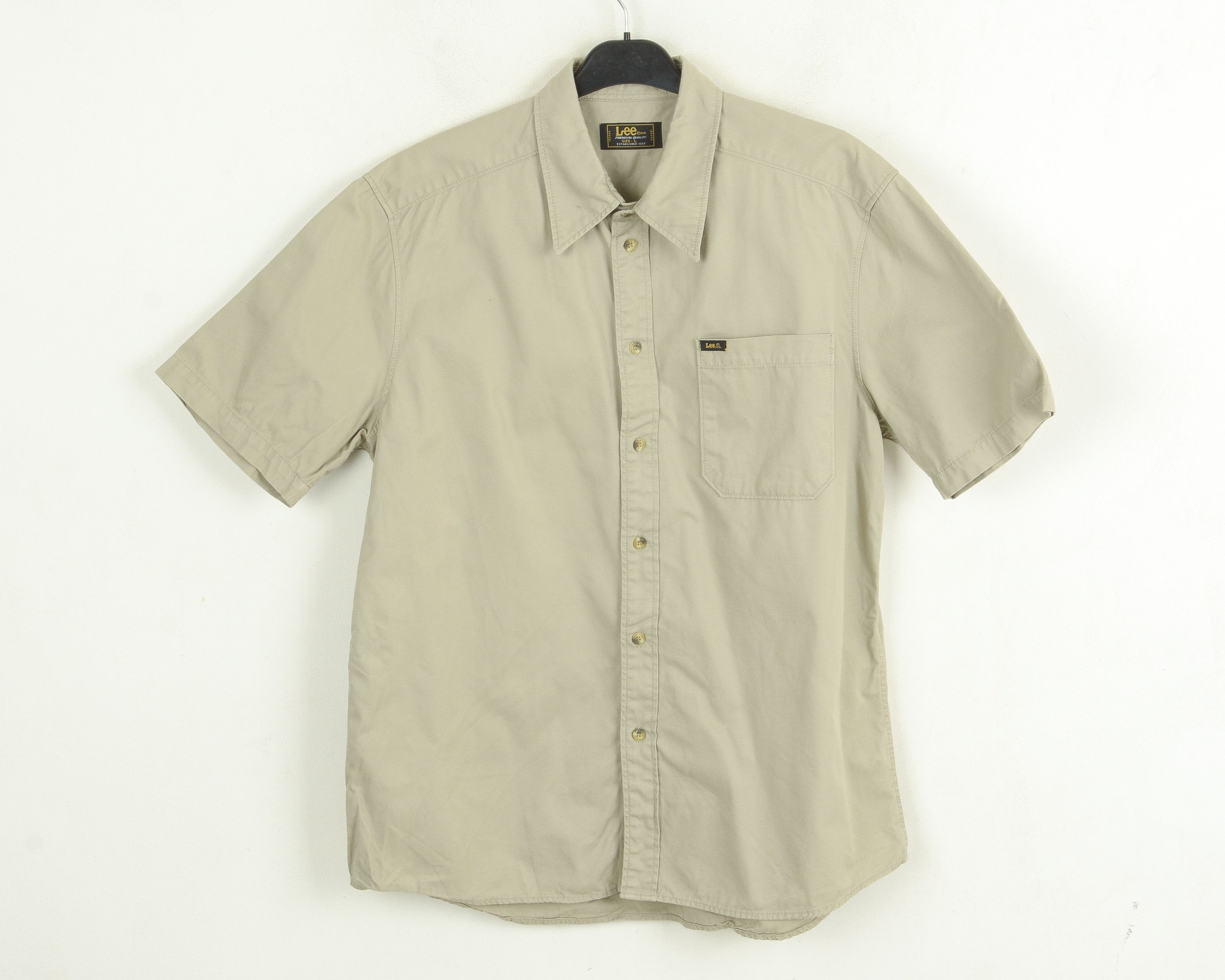 Cowboy Equipment × Lee × Vintage Western Shirt L Beige Short Sleeved Strong Cotton Button Top Size US L / EU 52-54 / 3 - 2 Thumbnail